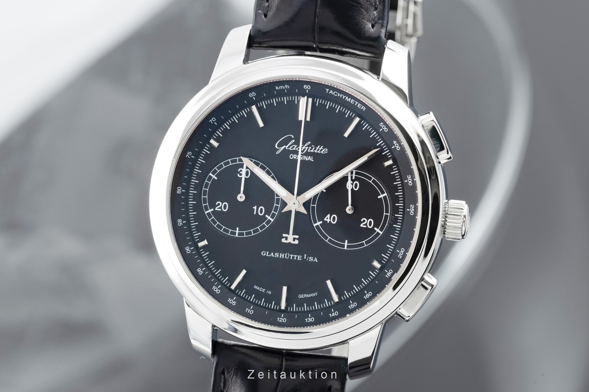 Glashütte Senator chronograph steel automatic men's watch 1-39-34-20-42-04 LP: 7800EUR  [2204279]