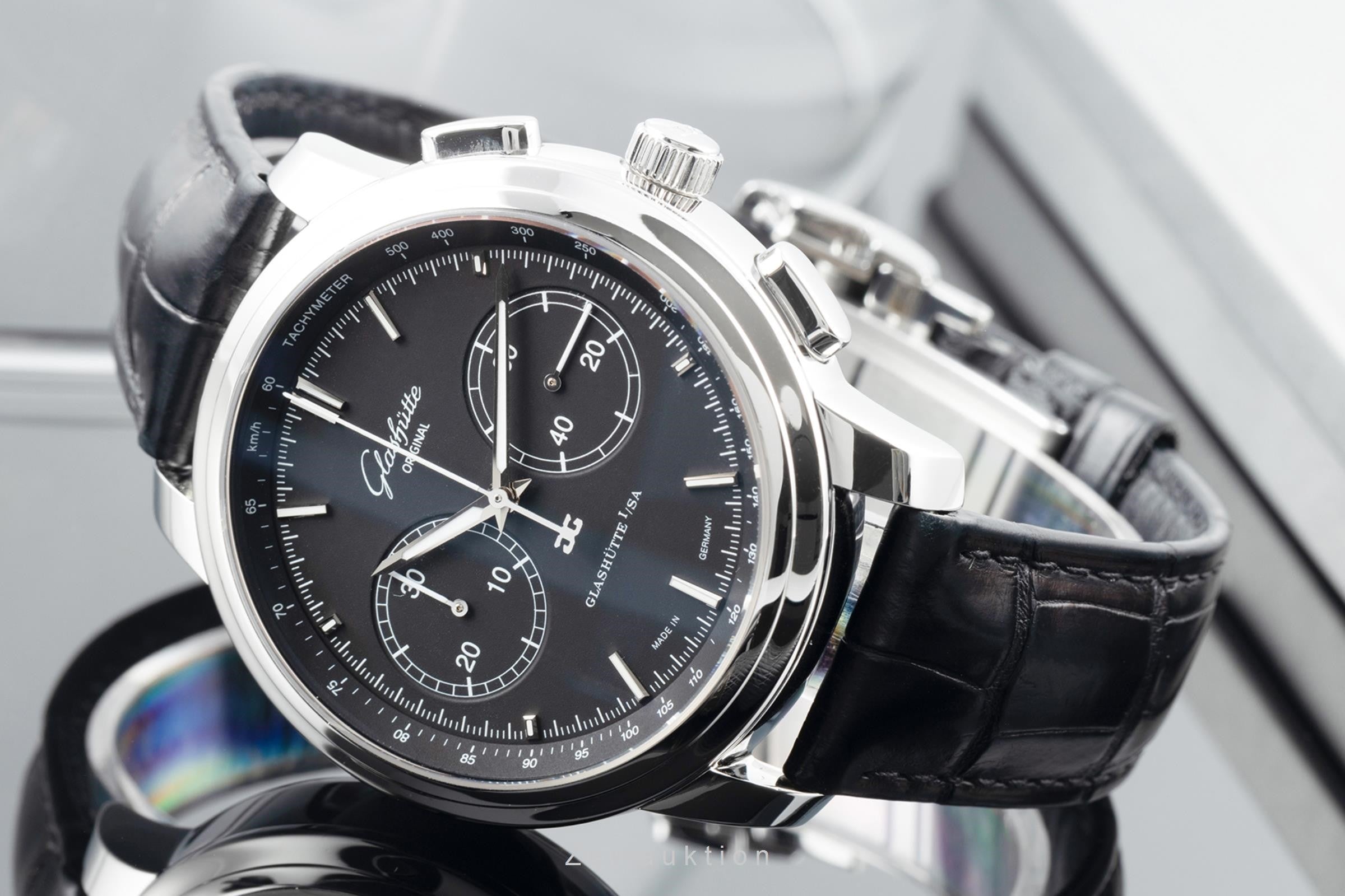 Glashütte Senator cronografo acciaio automatismo orologio da uomo 1-39-34-20-42-04 LP: 7800EUR  [2204279]