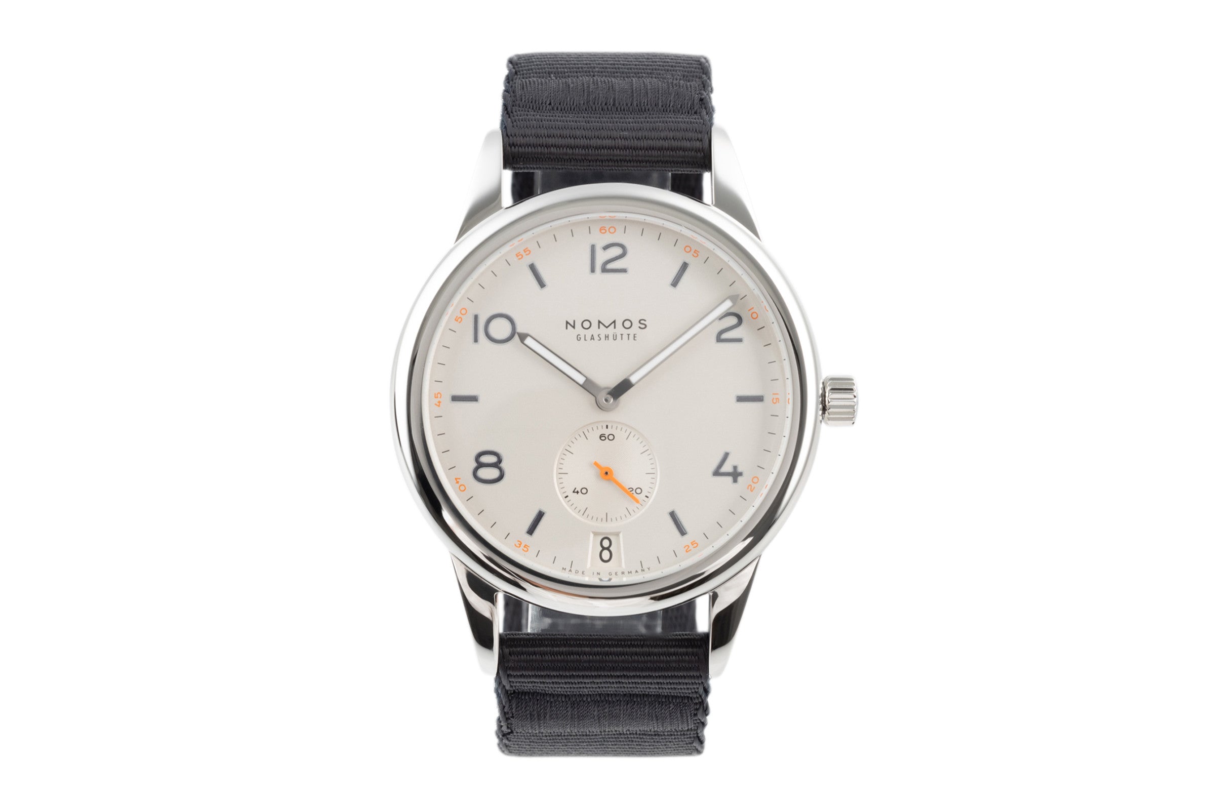 Nomos Glashütte Club Automat Datum Automatik Edelstahl Ref. 775 B&P NP: 2620 € [2204337]