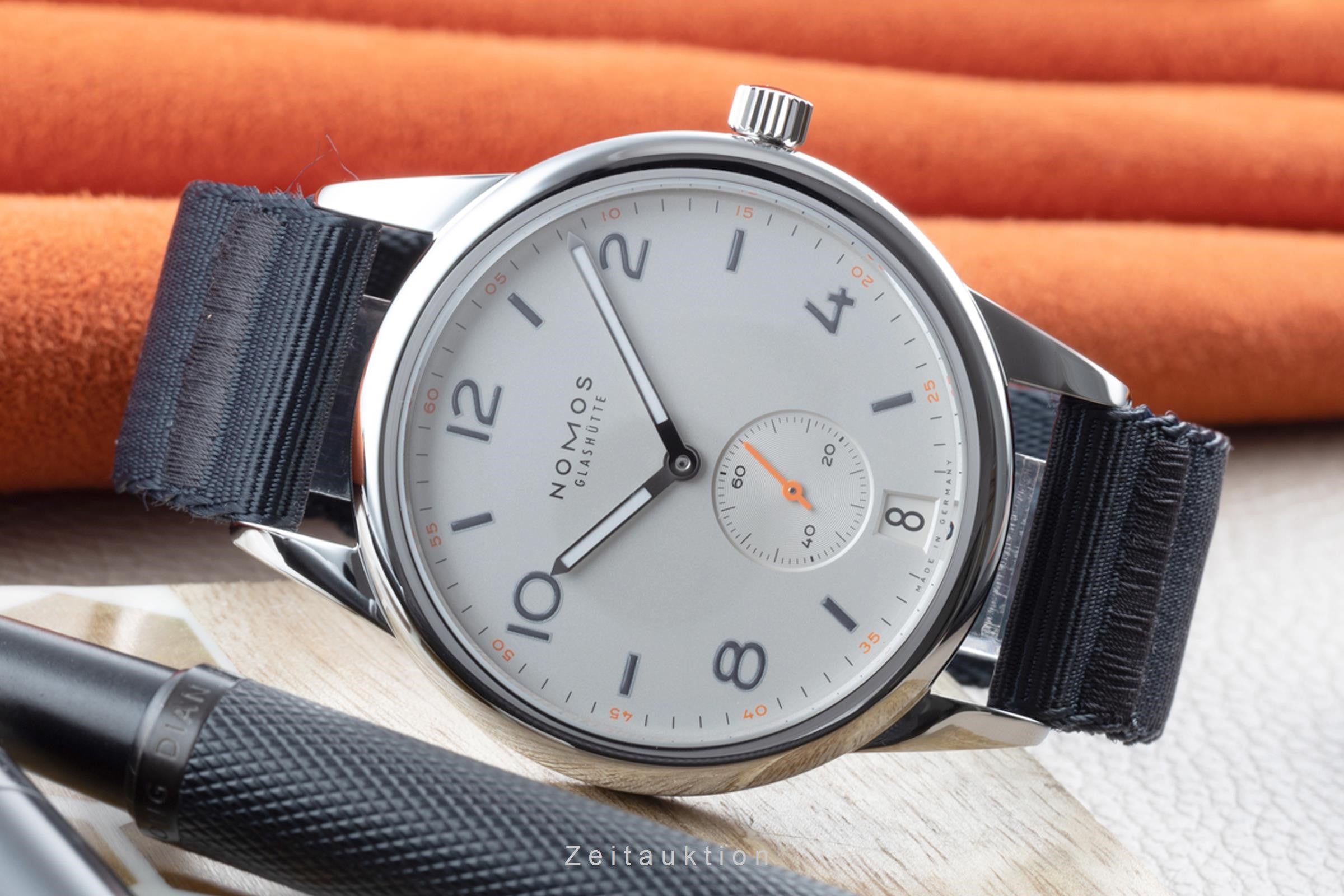Nomos Glashütte Club Automat Datum Automatik Edelstahl Ref. 775 B&P NP: 2620 € [2204337]