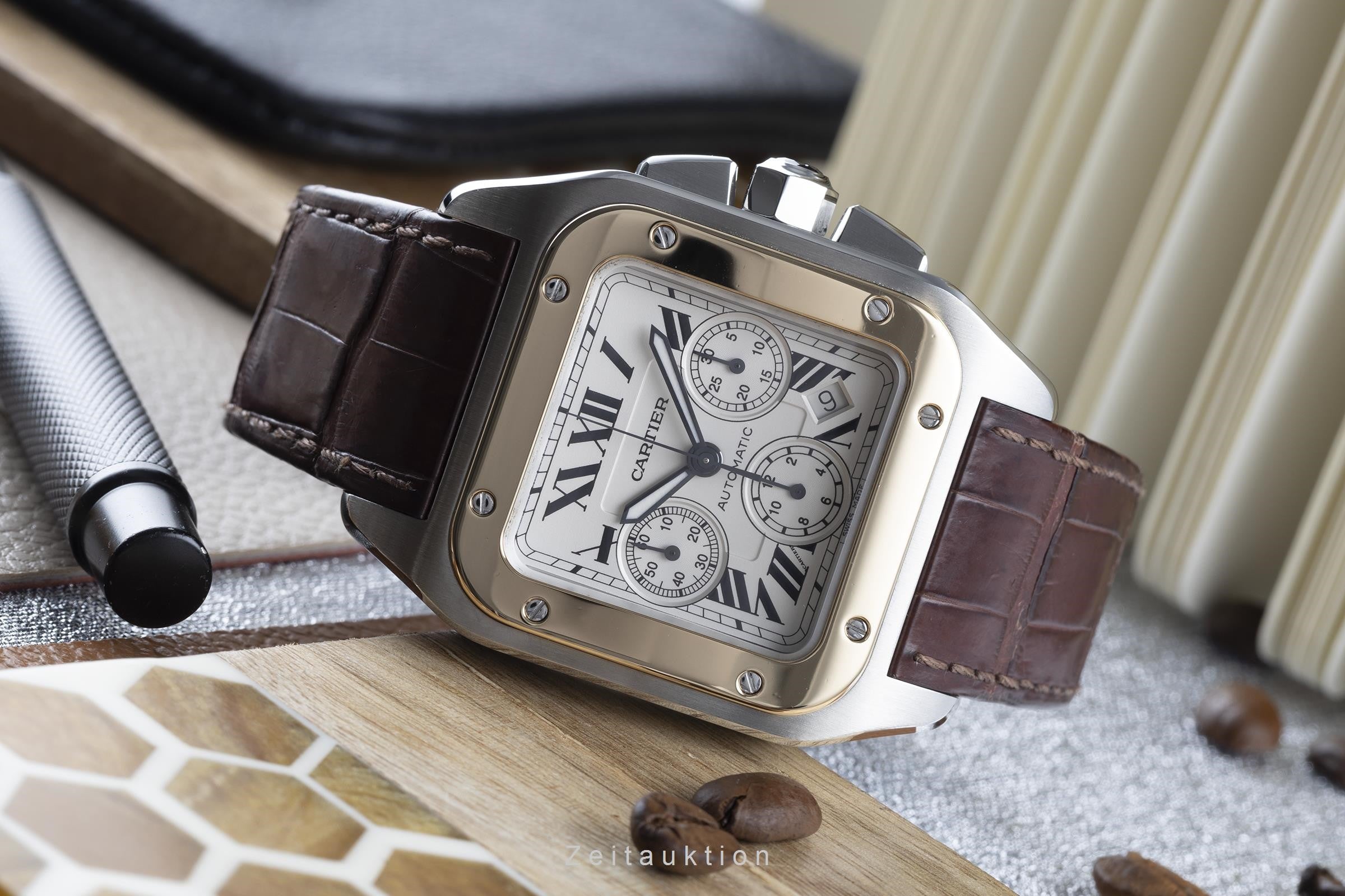 Cartier Santos 100 cronógrafo acero oro automático 8630 Ref