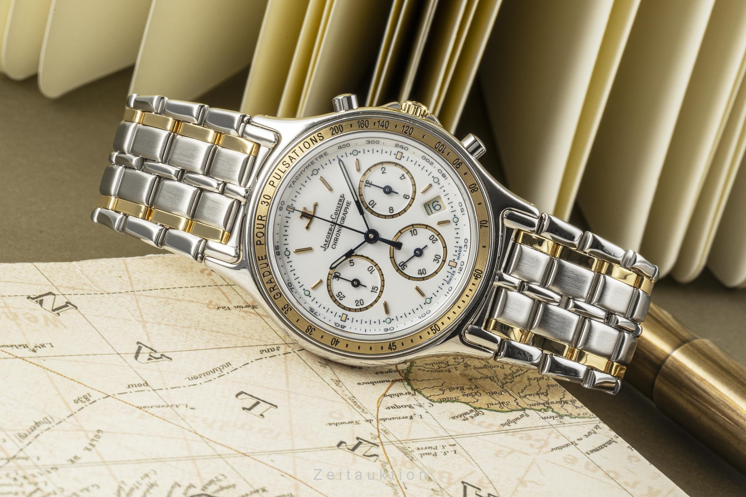 Jaeger LeCoultre Heraion chronograph steel / gold quartz men's watch 115.5.31  [2204736]