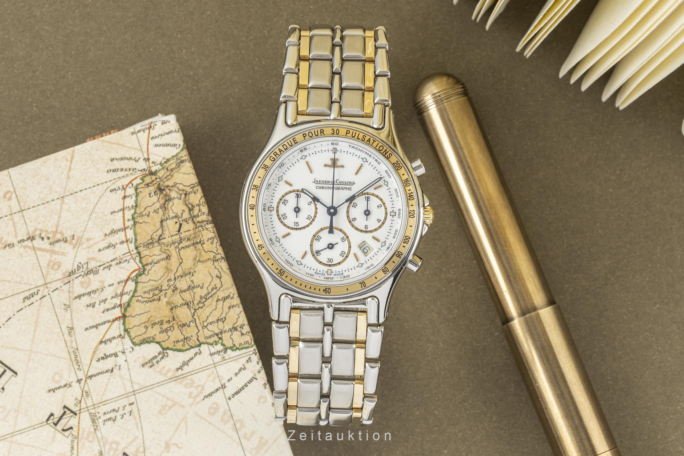 Jaeger LeCoultre Heraion chronograph steel / gold quartz men's watch 115.5.31  [2204736]