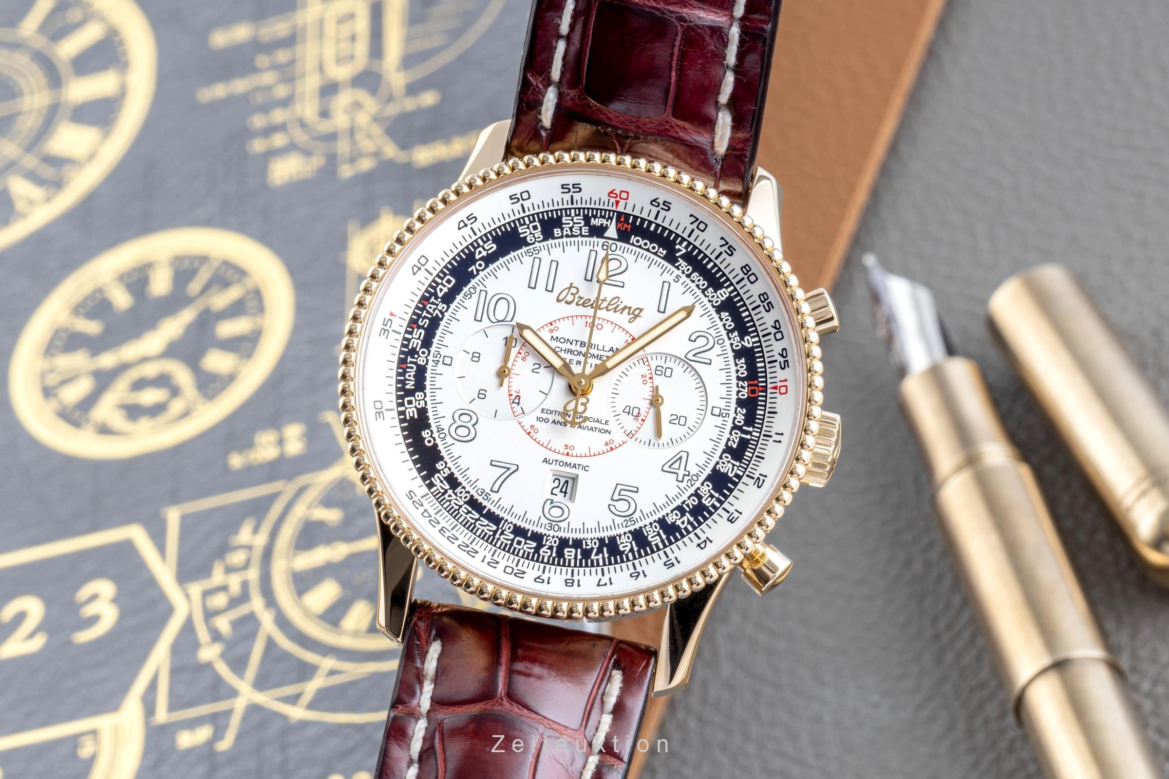 Breitling Montbrillant chronograph 18 ct gold automatic Kal. B35