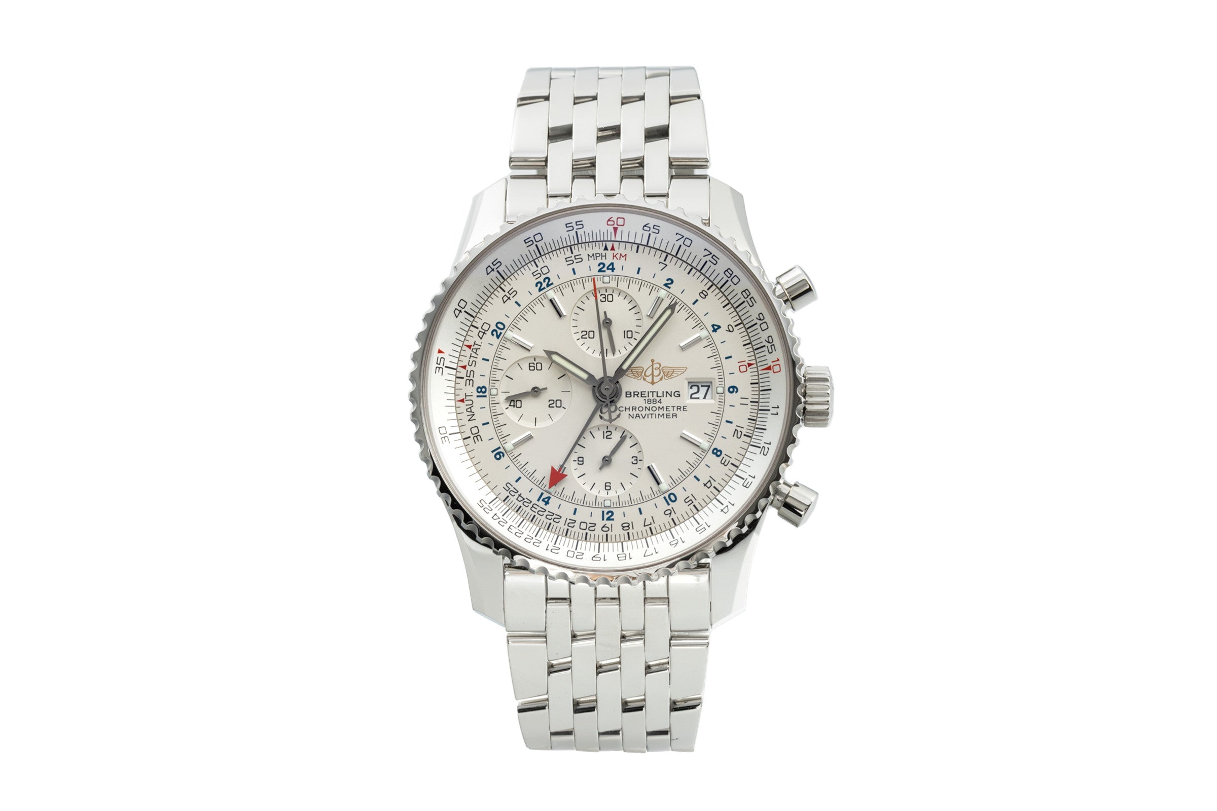 Breitling Navitimer World GMT 46 Chronograph Automatik Ref A24322 B&P VP: 6950 € [2205473]