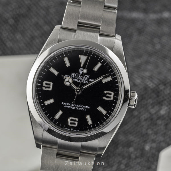 Rolex Explorer 36 Automatik Stahl Herrenuhr Oyster Perpetual Ref 124270 B&P 2022 [2206042]