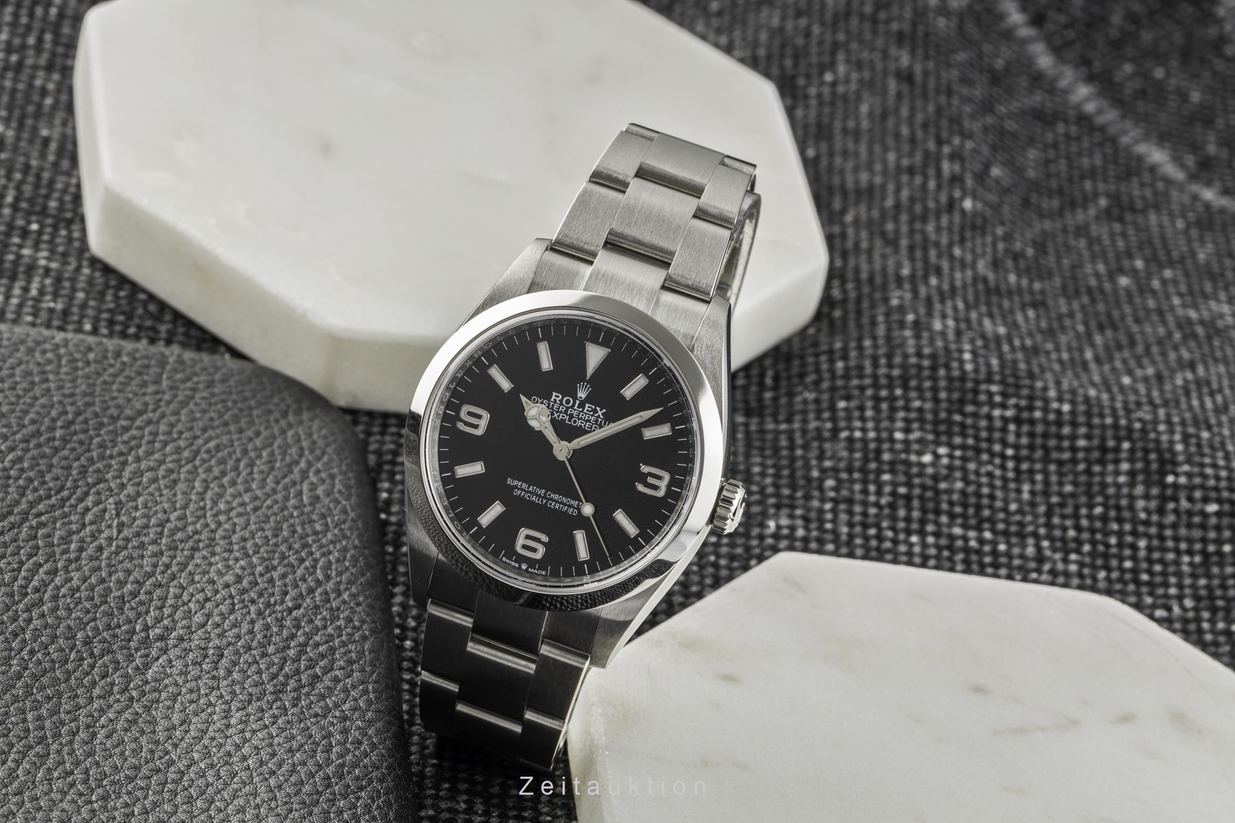 Rolex Explorer 36 Automatik Stahl Herrenuhr Oyster Perpetual Ref 124270 B&P 2022 [2206042]