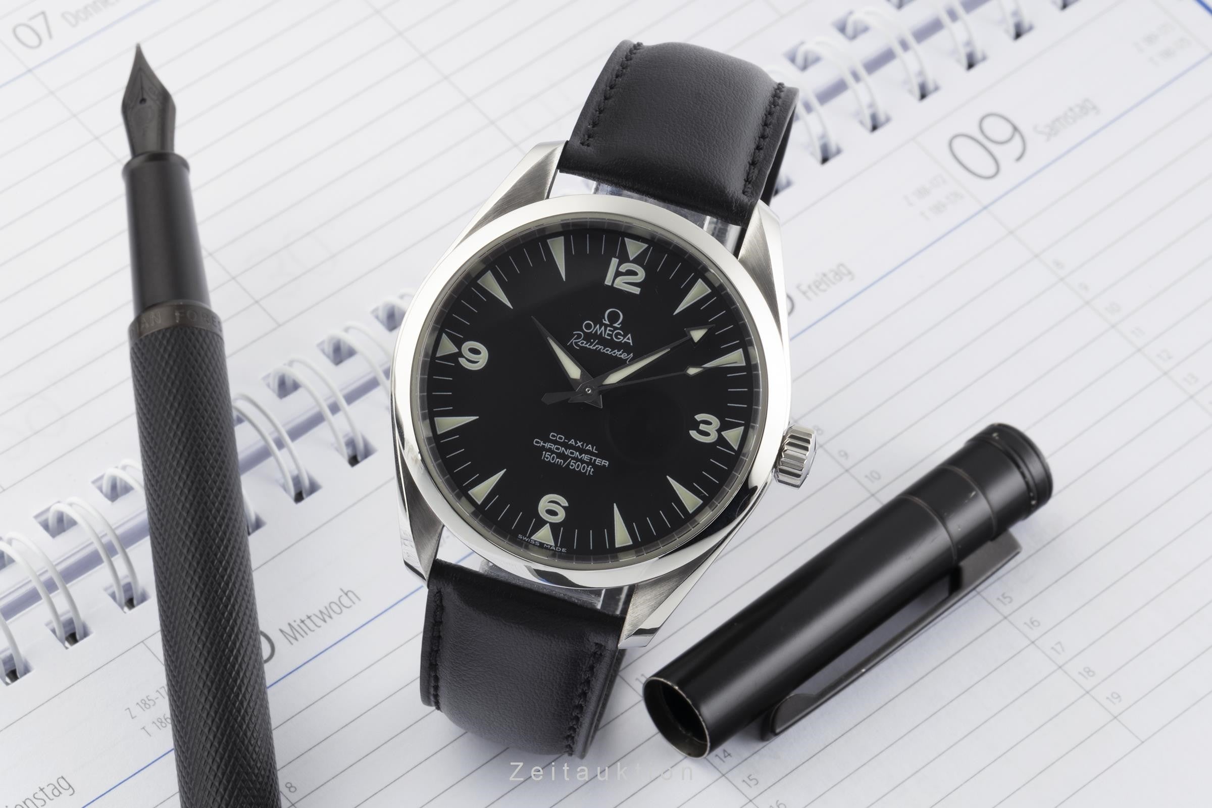 Omega Railmaster acero automático reloj para caballeros 2502.52.00 LP: 6000EUR  [2206340]