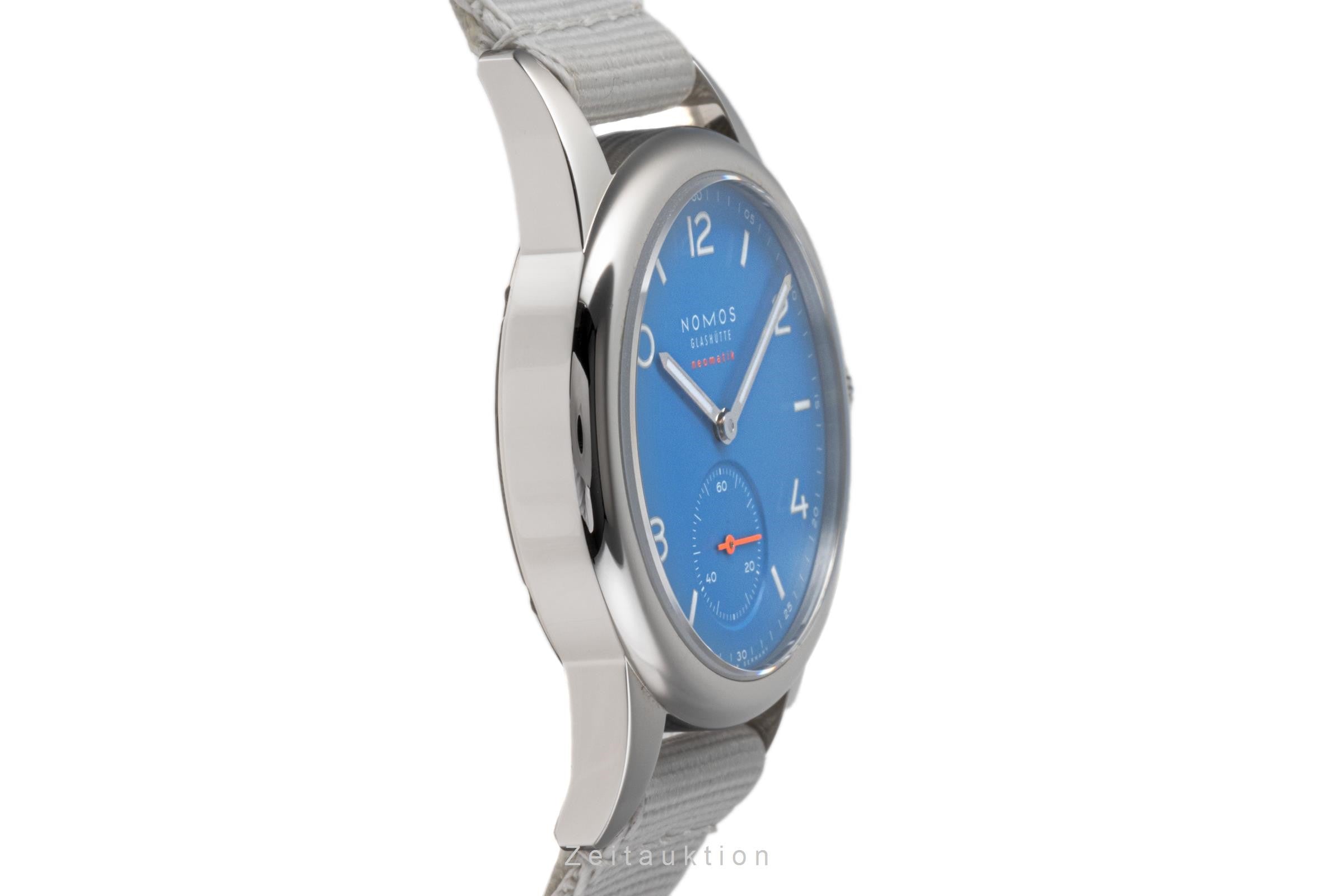 Nomos Club Neomatik 37 Signalblau Edelstahl Automatik Blau Ref. 742 NP: 2500,- € [2206380]