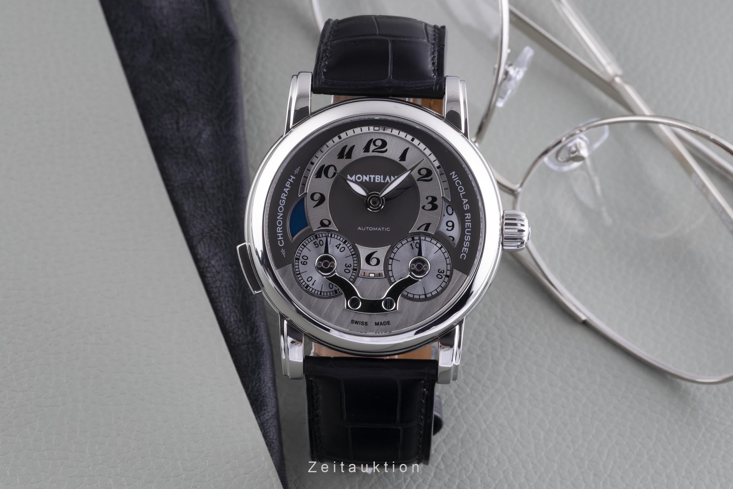 Montblanc Nicolas Rieussec chronographe acier automatique montre pour hommes 7138  [2206385]