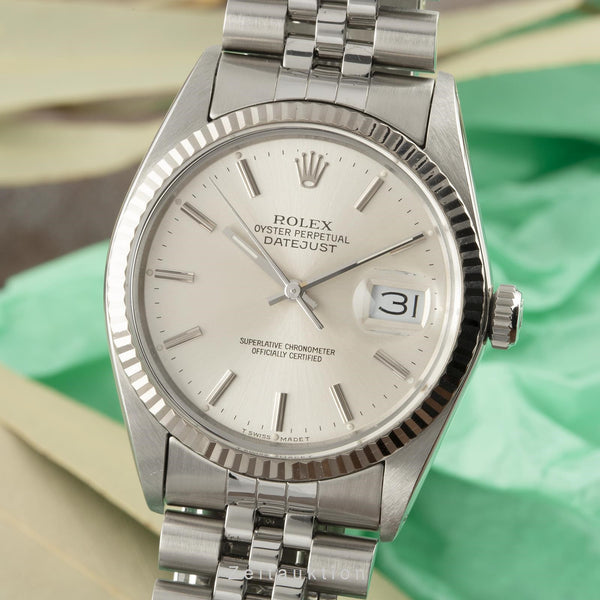 Rolex Datejust acciaio / oro bianco automatismo orologio da uomo 16014  [2206716]