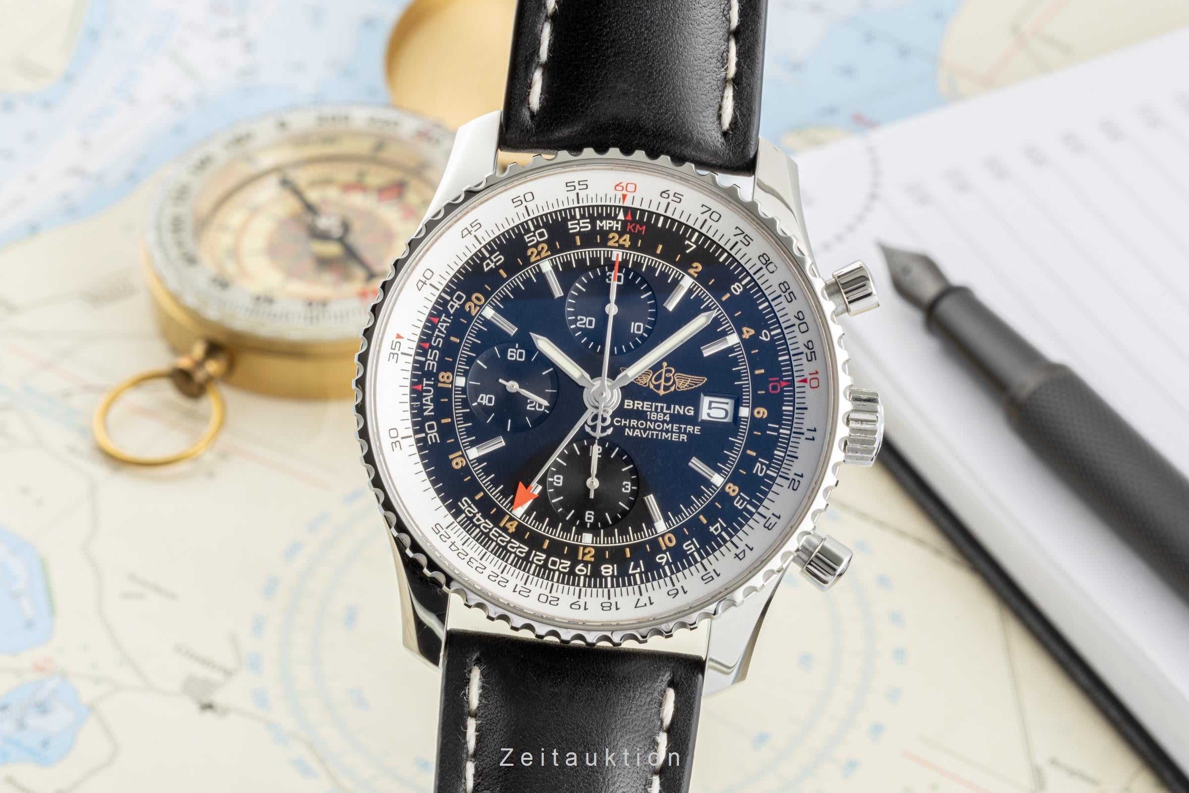 Breitling Navitimer World chronograph steel automatic Kal. B24 Ref