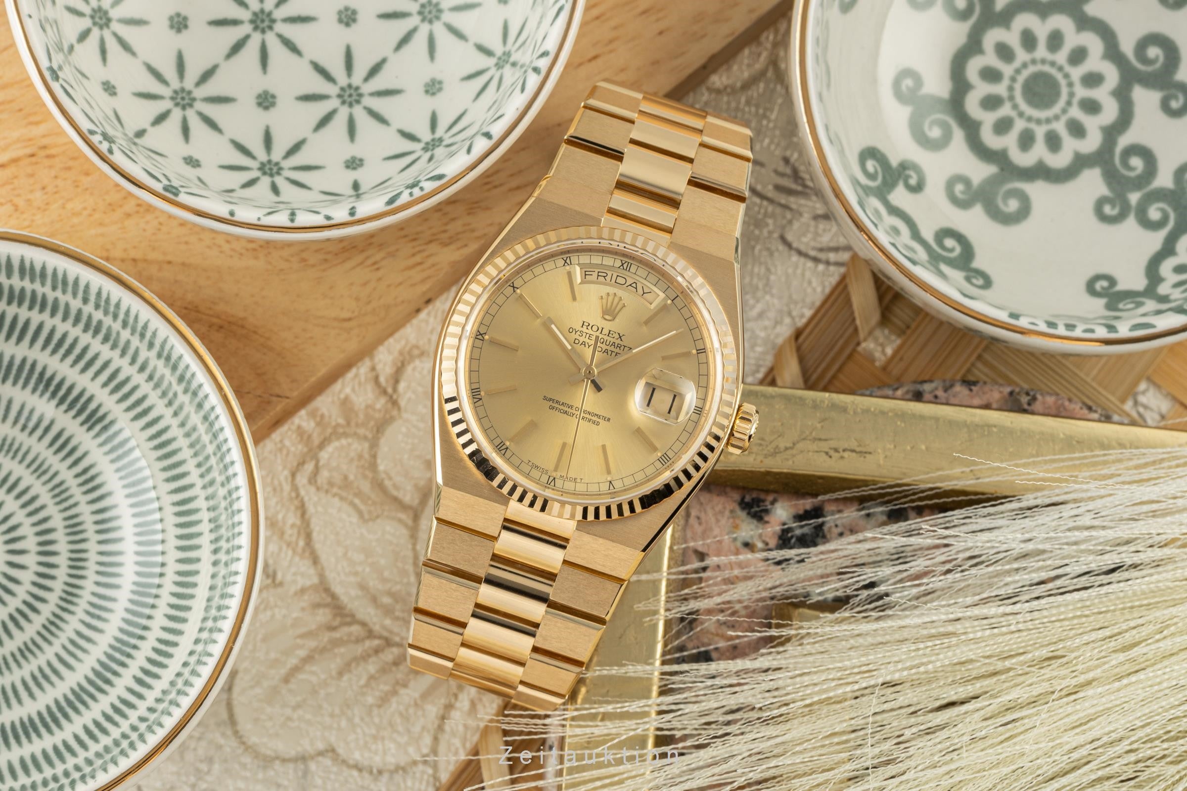 Rolex Day-Date Oysterquartz 18k (0,750) Gold Herrenuhr Ref. 19018 VP: 34400,- € [2207623]