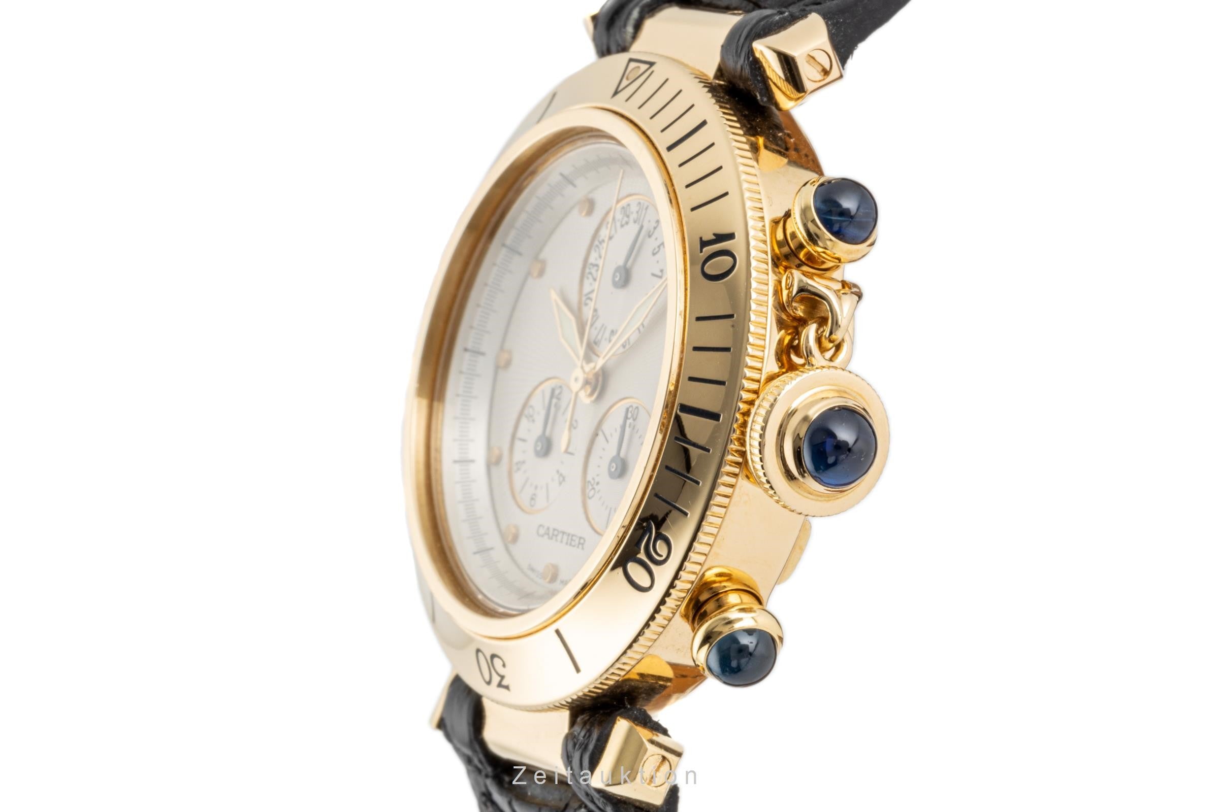 Cartier Pasha 18K (0,750) Gold Chronograph Datum Herrenuhr Ref. 1353 Klassiker [2207688]