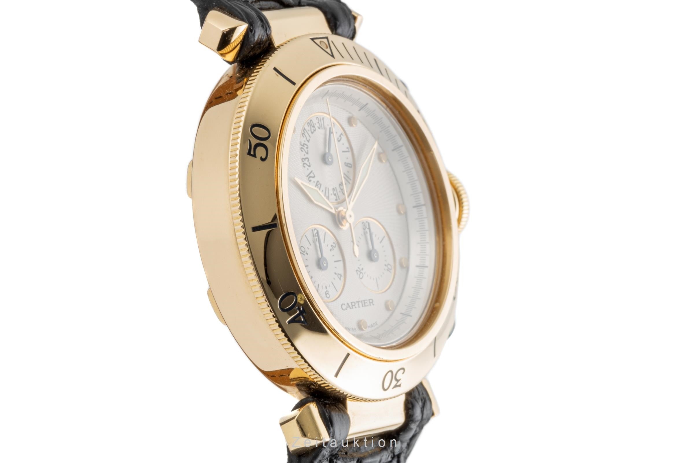Cartier Pasha 18K (0,750) Gold Chronograph Datum Herrenuhr Ref. 1353 Klassiker [2207688]