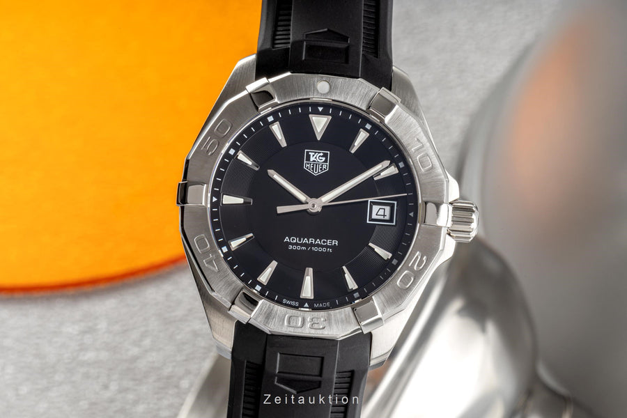 TAG Heuer WAY1110.FT8021 Orologio Uomo, Cassa In Acciaio 41 Mm, Quadrante Nero, Cinturino In Gomma, Movimento Svizzero Al Quarzo, 300m Waterproof