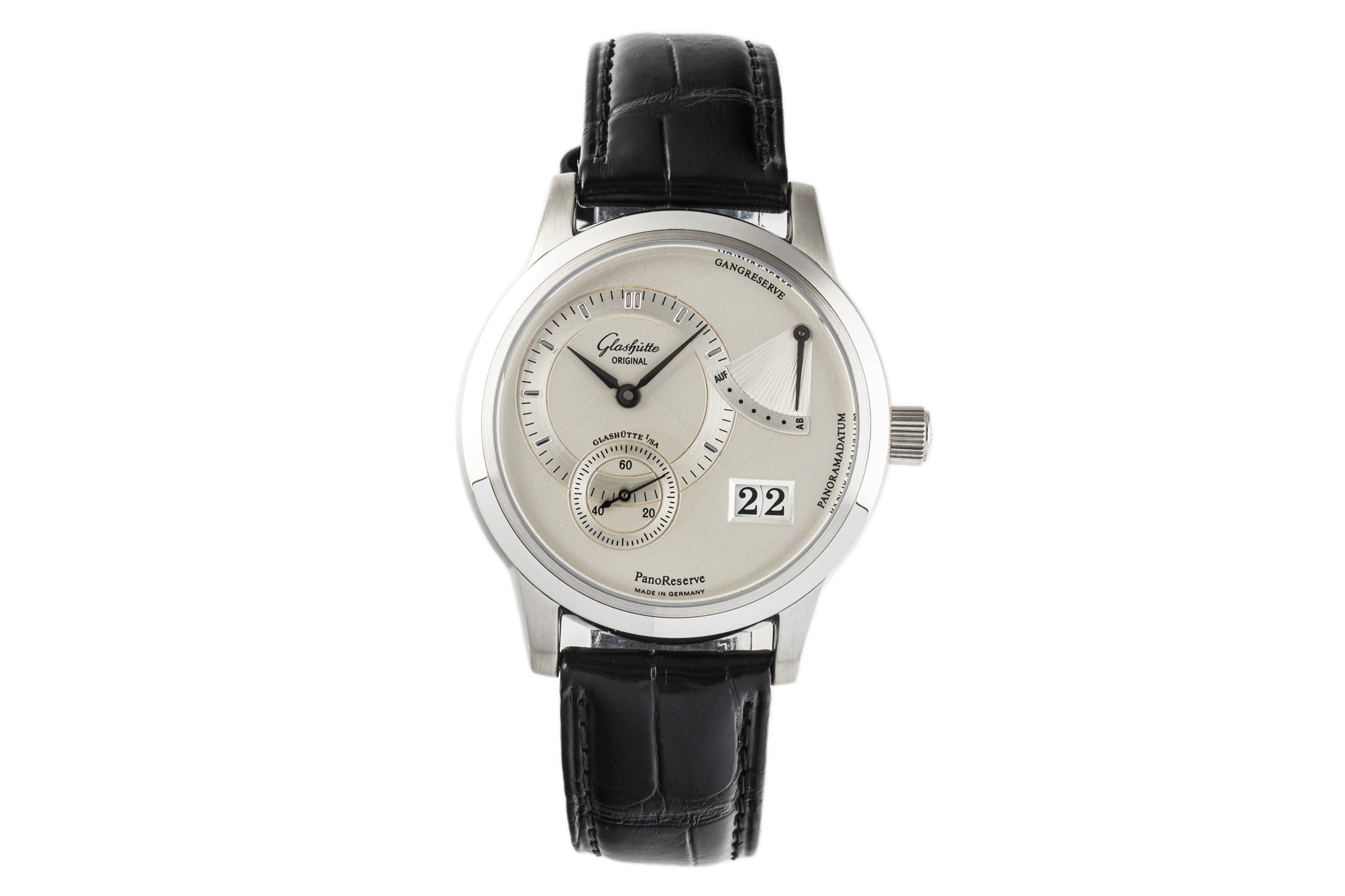 Glashütte PanoReserve Stahl Handaufzug Herrenuhr Ref. 65-01-02-02-04  [2300978]