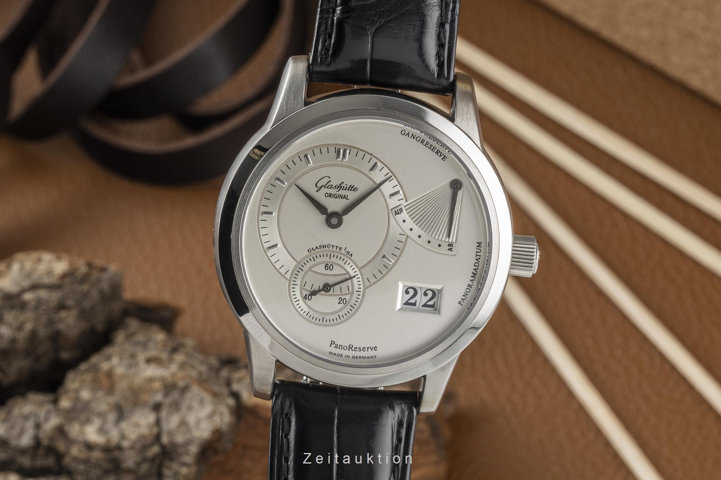 Glashütte PanoReserve acier à remontage manuel montre pour hommes 65-01-02-02-04  [2300978]