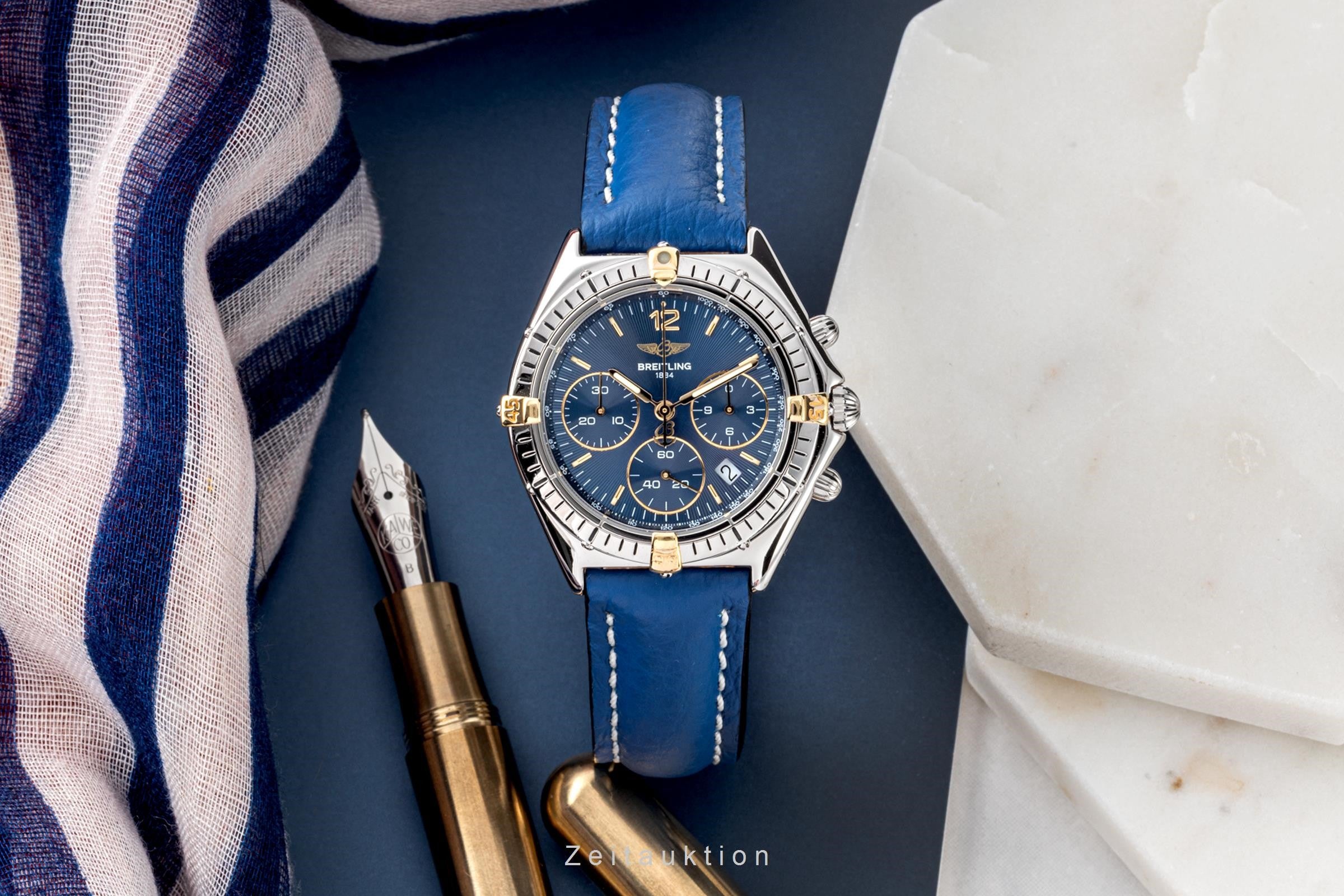 Breitling Sextant Chronograph Stahl / Gold Quarz Herrenuhr Ref. B55047 Klassiker [2301024]