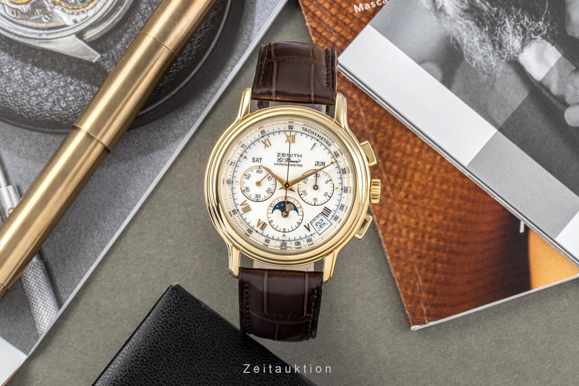 Zenith El Primero cronografo oro 18 ct automatismo orologio da uomo 30.0243.410  [2301680]