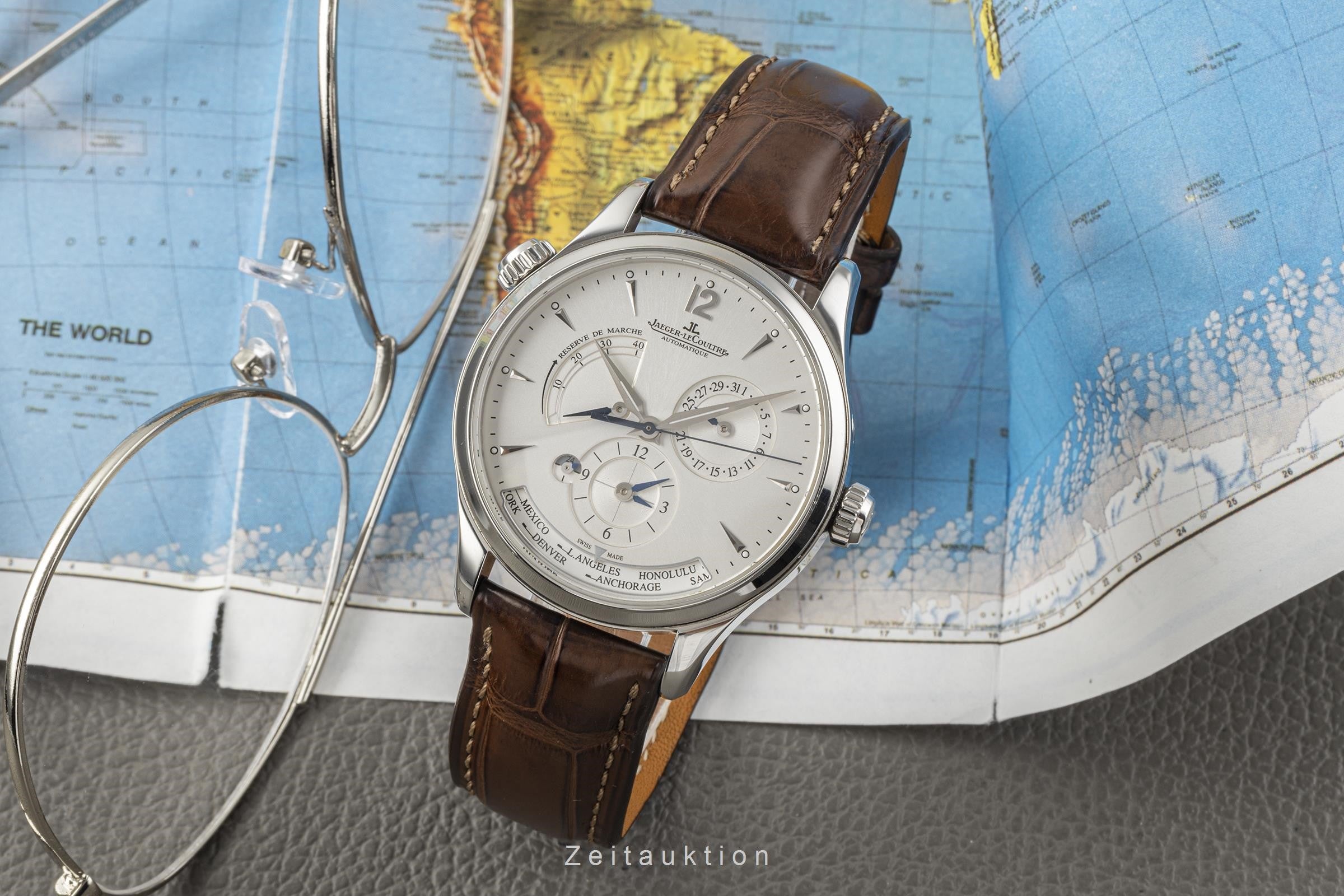Jaeger LeCoultre Master Geographic steel automatic men's watch Q1428421, 176.8.29.S  [2301691]