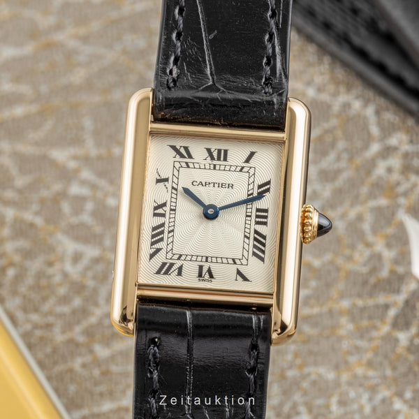 Cartier Tank 18k (0,750) Gold Handaufzug Damenuhr Ref. 1433 B&P VP: 12500,- € [2302494]