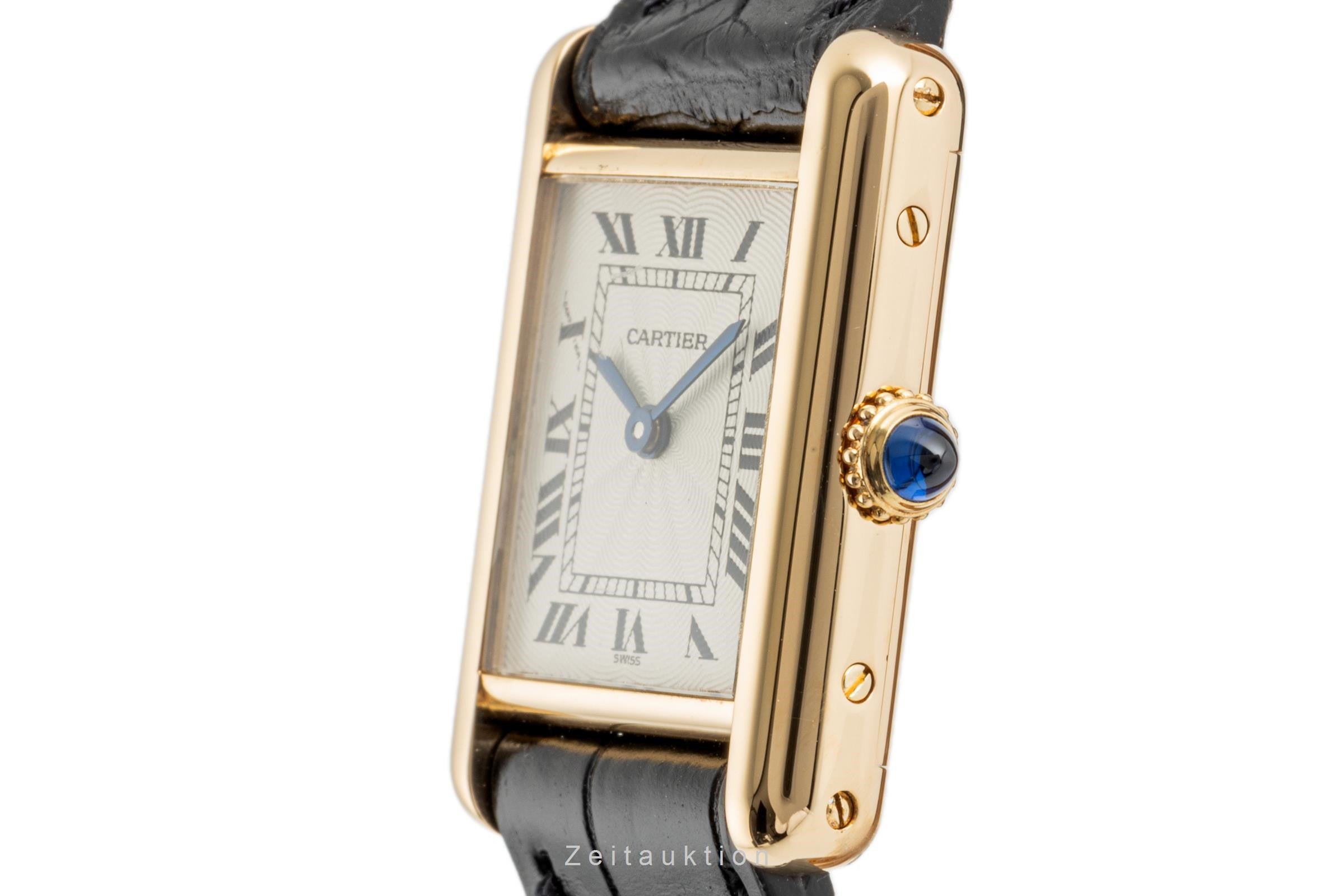 Cartier Tank 18k (0,750) Gold Handaufzug Damenuhr Ref. 1433 B&P VP: 12500,- € [2302494]