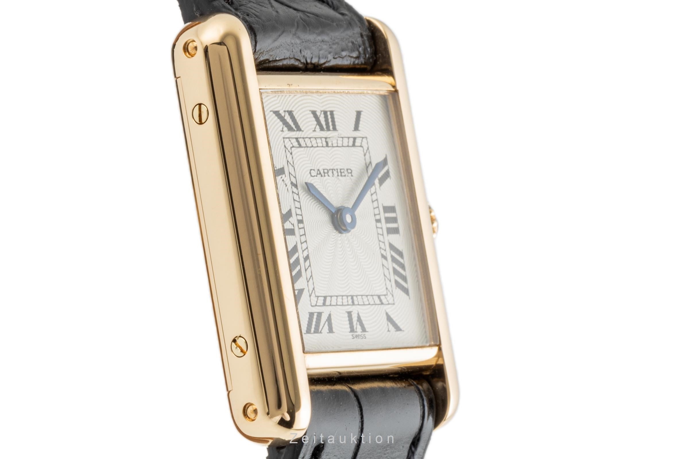 Cartier Tank 18k (0,750) Gold Handaufzug Damenuhr Ref. 1433 B&P VP: 12500,- € [2302494]