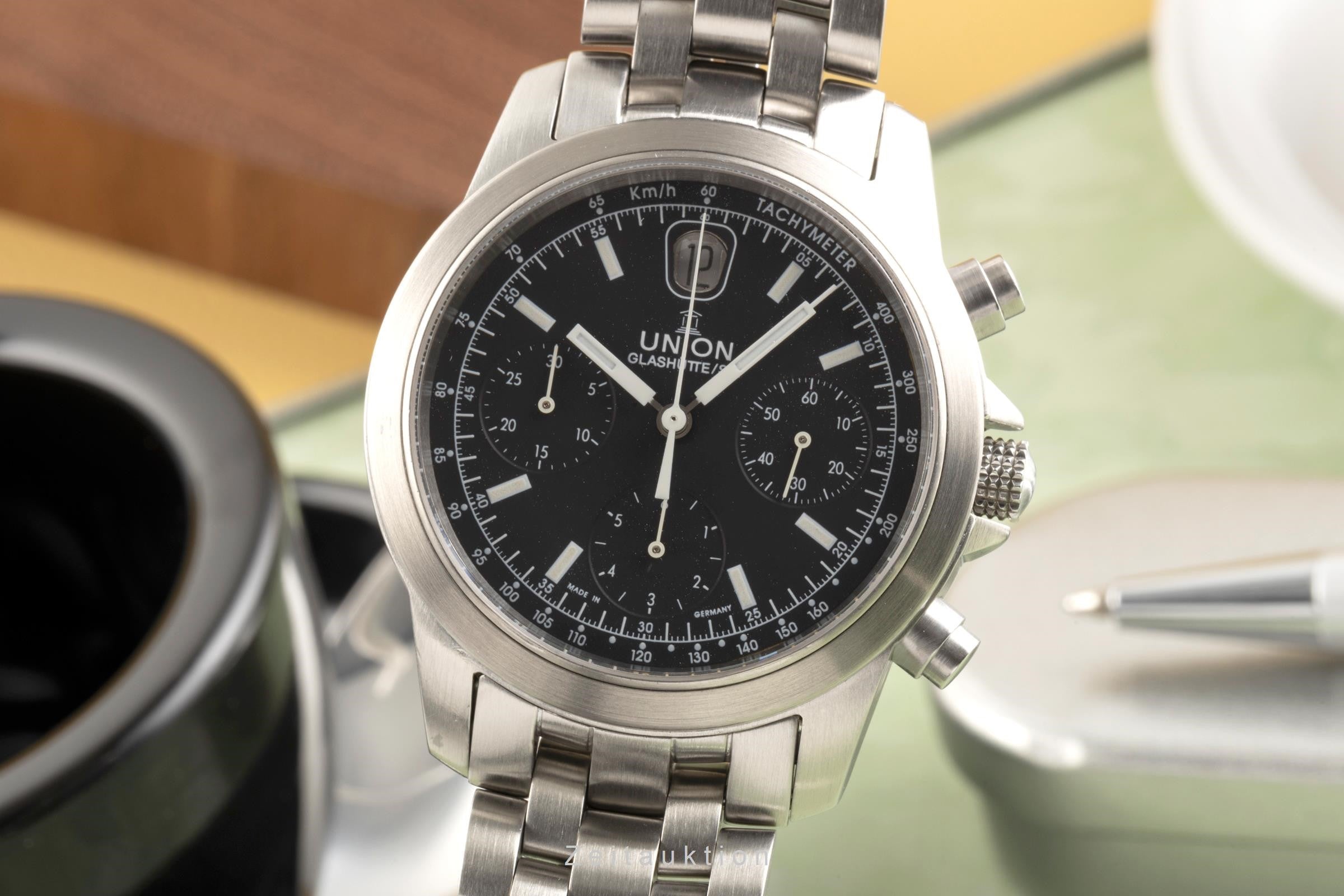 Union Glashütte Fliegeruhr chronograph steel automatic men's watch 26-32-09-05-10 LP: 3600EUR  [2303134]