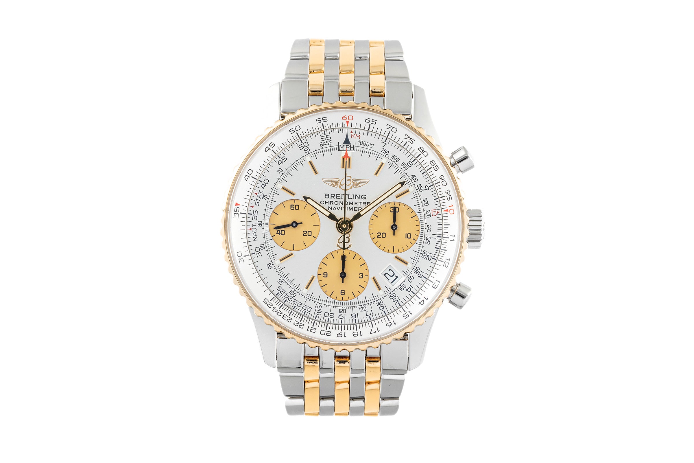 Breitling Navitimer chronograph steel / gold automatic men's watch D23322 LP: 7750EUR  [2303340]