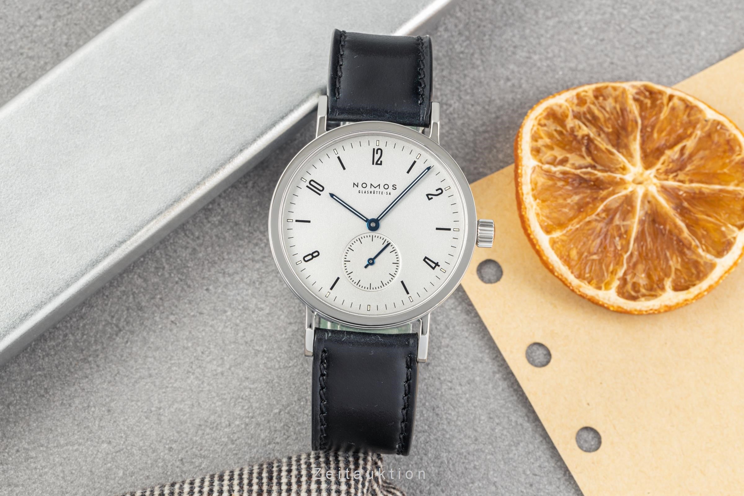 Nomos Glashütte Tangente Sport Stahl Handaufzug Herrenuhr Ref. 501 B&P 2001 [2303645]