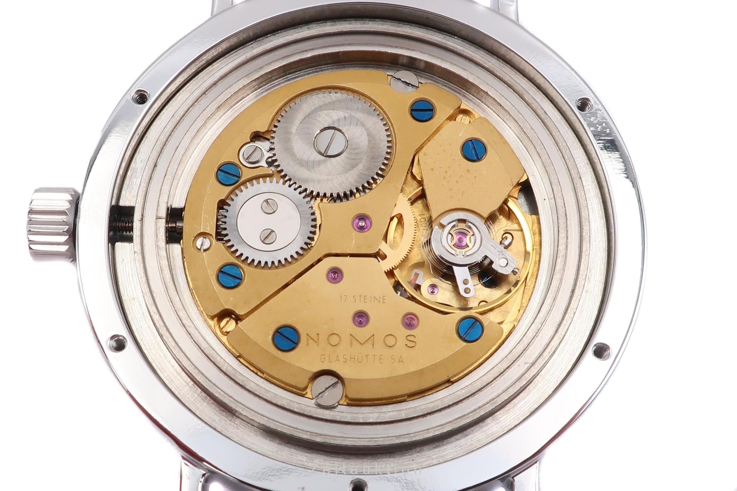 Nomos Glashütte Tangente Sport Stahl Handaufzug Herrenuhr Ref. 501 B&P 2001 [2303645]