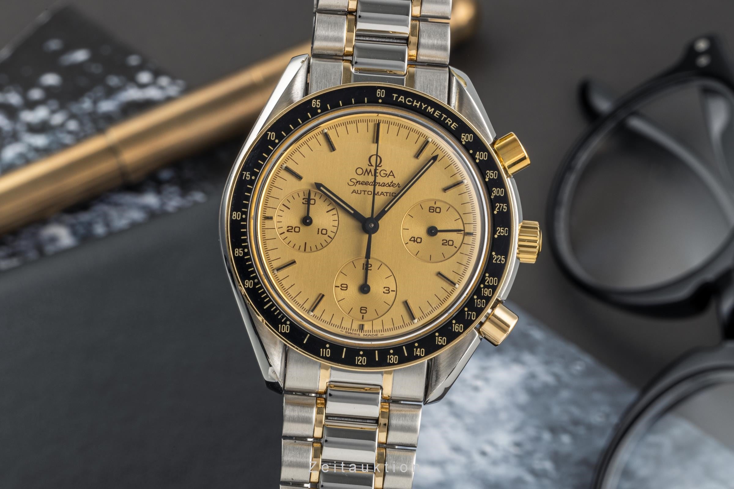 Omega Speedmaster chronograph steel / gold automatic men's watch 175.0032 LP: 8000EUR  [2304011]