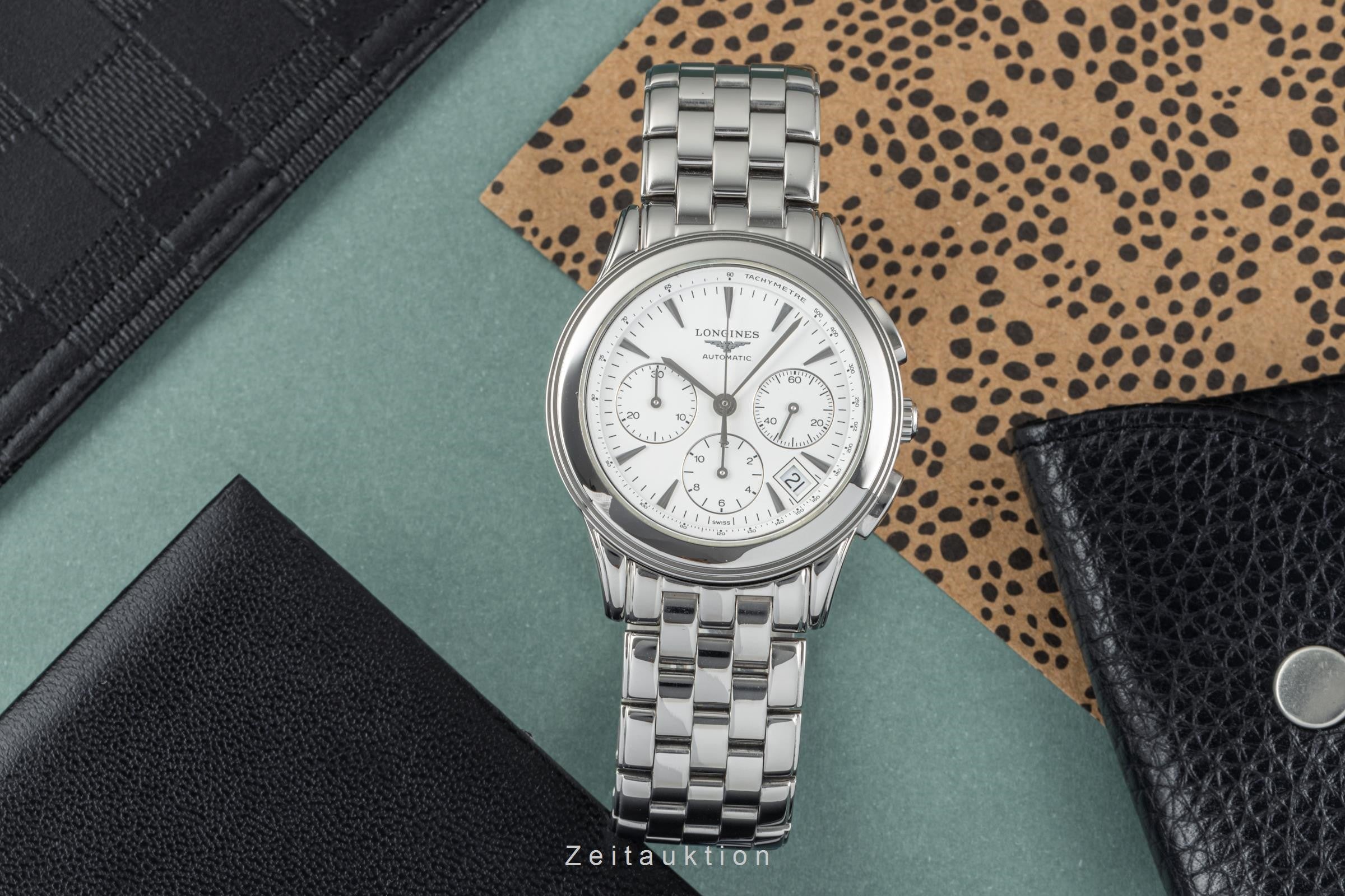 LONGINES クォーツ 腕時計 シルバー Longines Flagship chronograph steel automatic Kal. L.650.2 Ref. L4