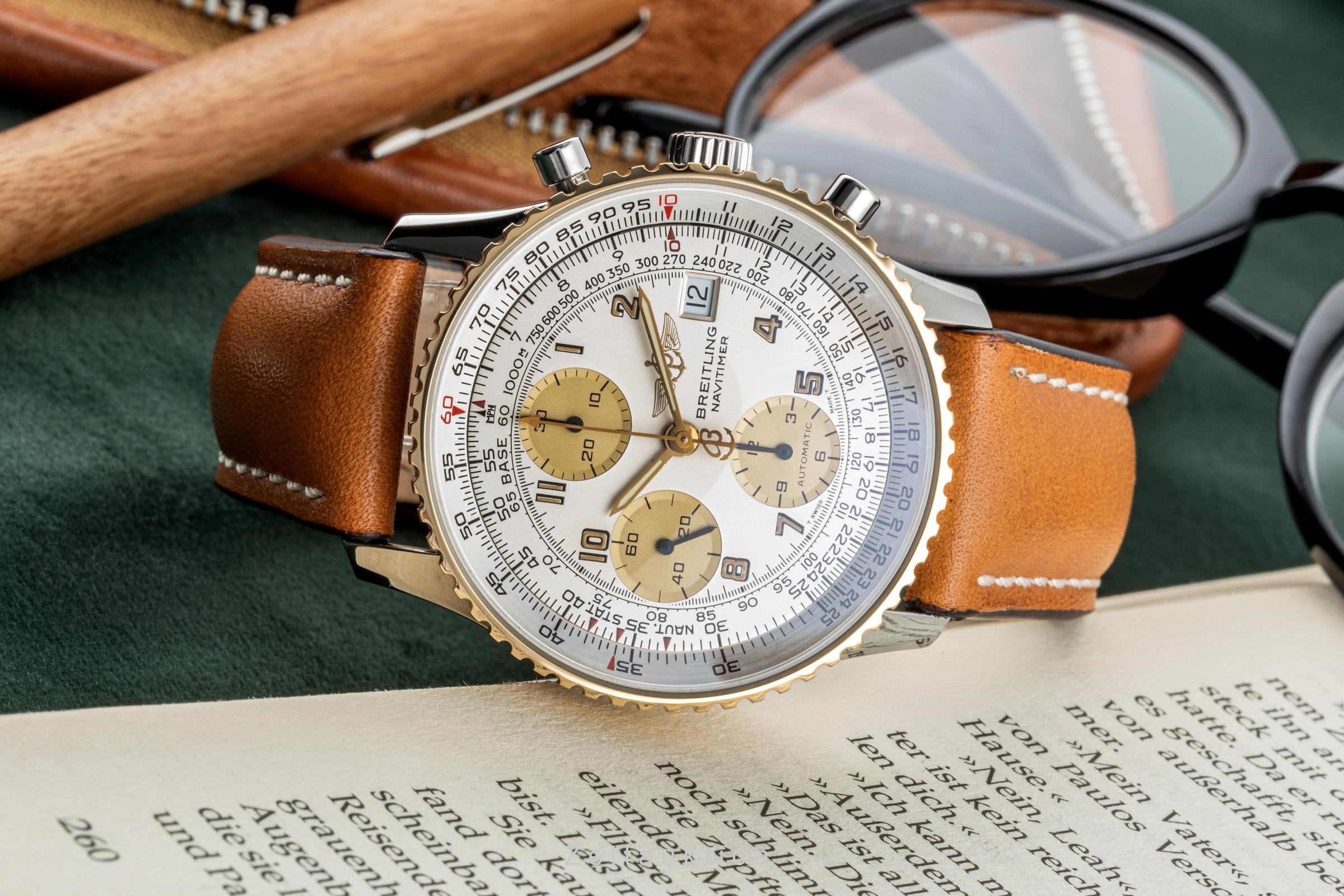 Breitling Old Navitimer chronograph steel / gold automatic men's watch D13022  [2304572]