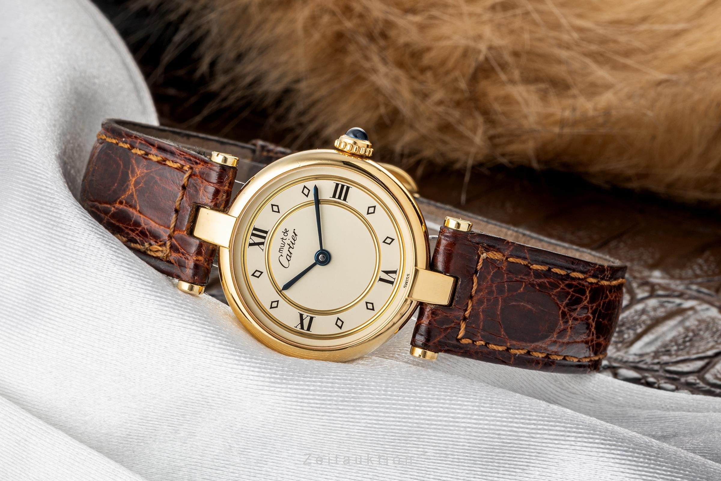 Cartier Vermeil plata banada en oro cuarzo reloj para damas  590004  [2304576]