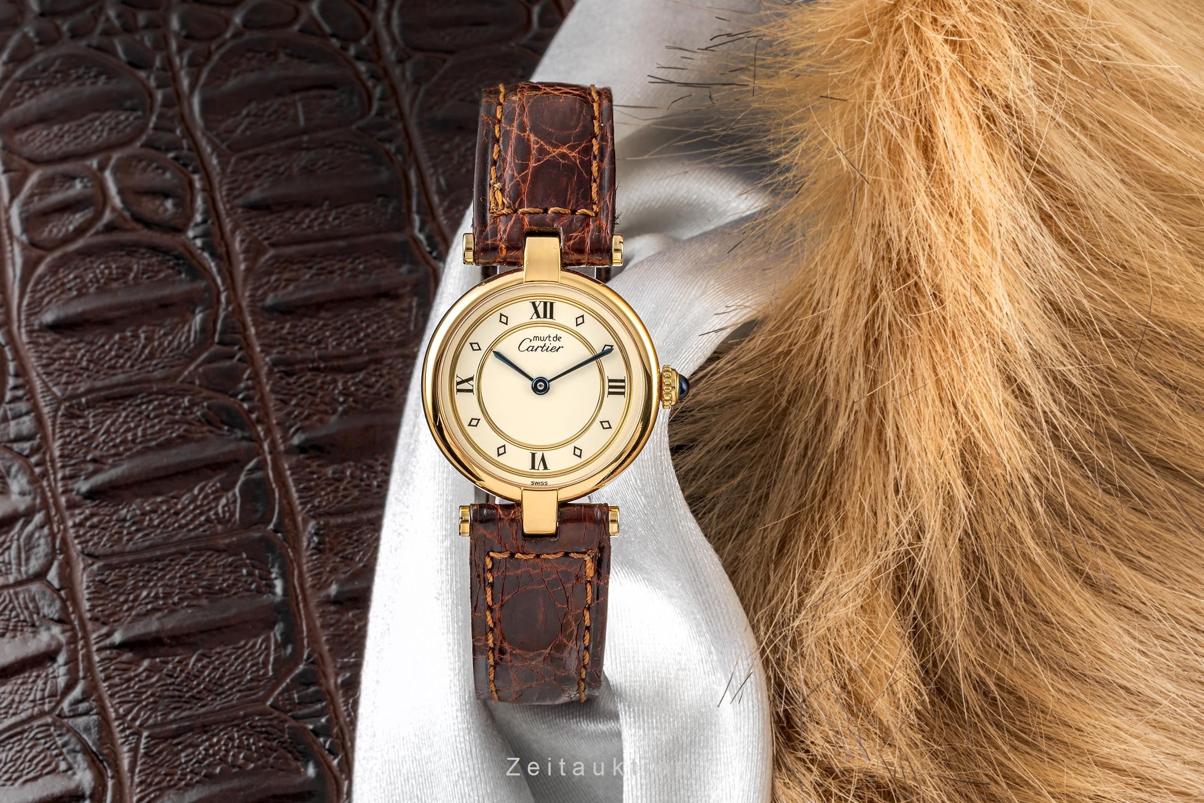 Cartier Vermeil plata banada en oro cuarzo reloj para damas  590004  [2304576]