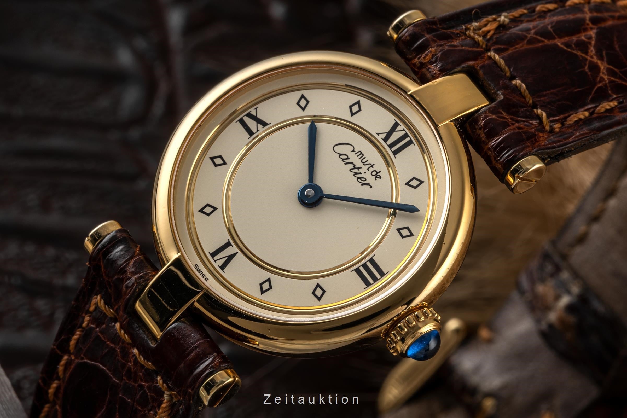 Cartier Vermeil plata banada en oro cuarzo reloj para damas  590004  [2304576]