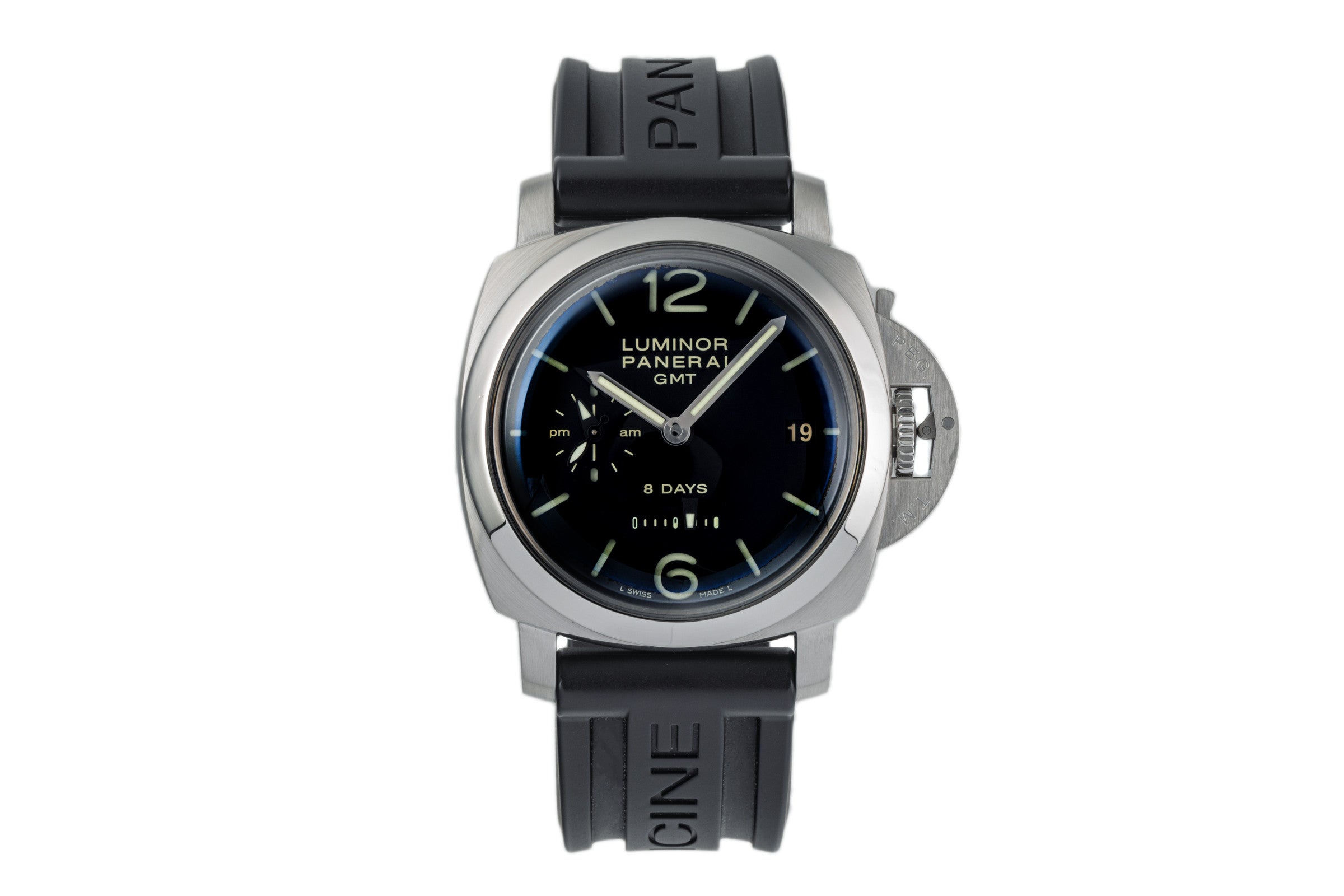 Panerai Luminor 1950 8 Days GMT Stahl Handaufzug Herrenuhr Ref. PAM00233 B&P [2304798]