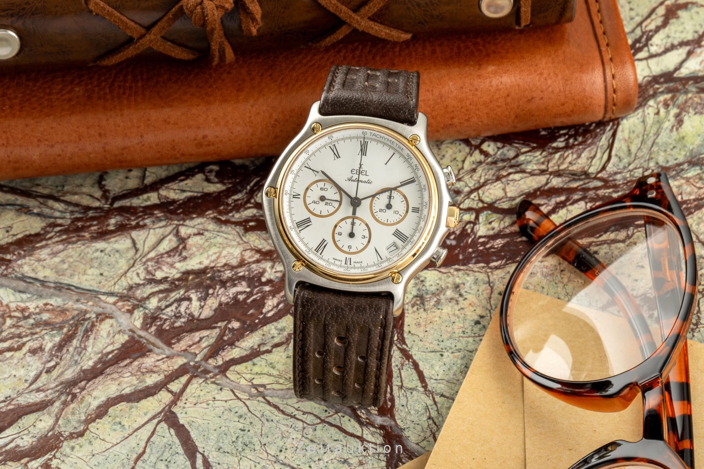 Ebel 1911 chronographe acier / or  automatique montre pour hommes 1134901  [2305366]