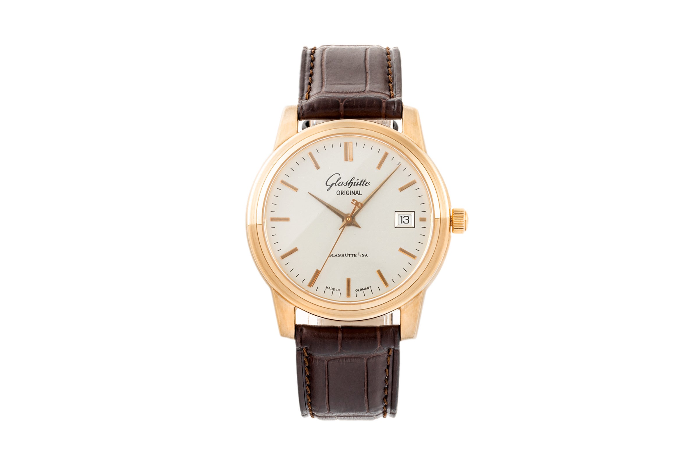Glashütte Senator 18k (0,750) Gold Automatik Herrenuhr 39-11-12-12-04 B&P 2001 [2305376]