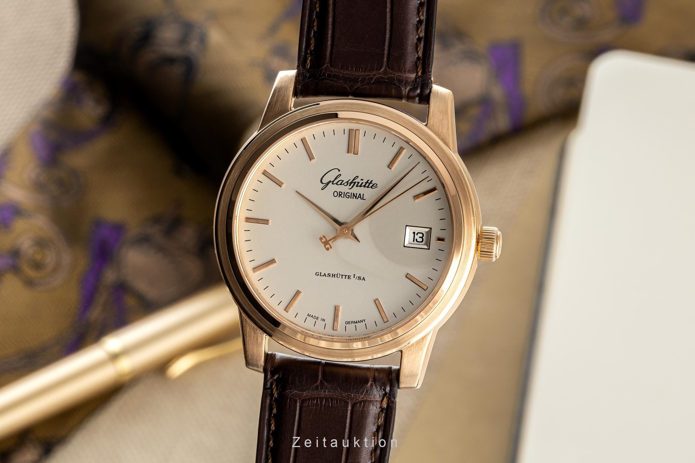 Glashütte Senator or 18 ct automatique montre pour hommes 39-11-12-12-04  [2305376]