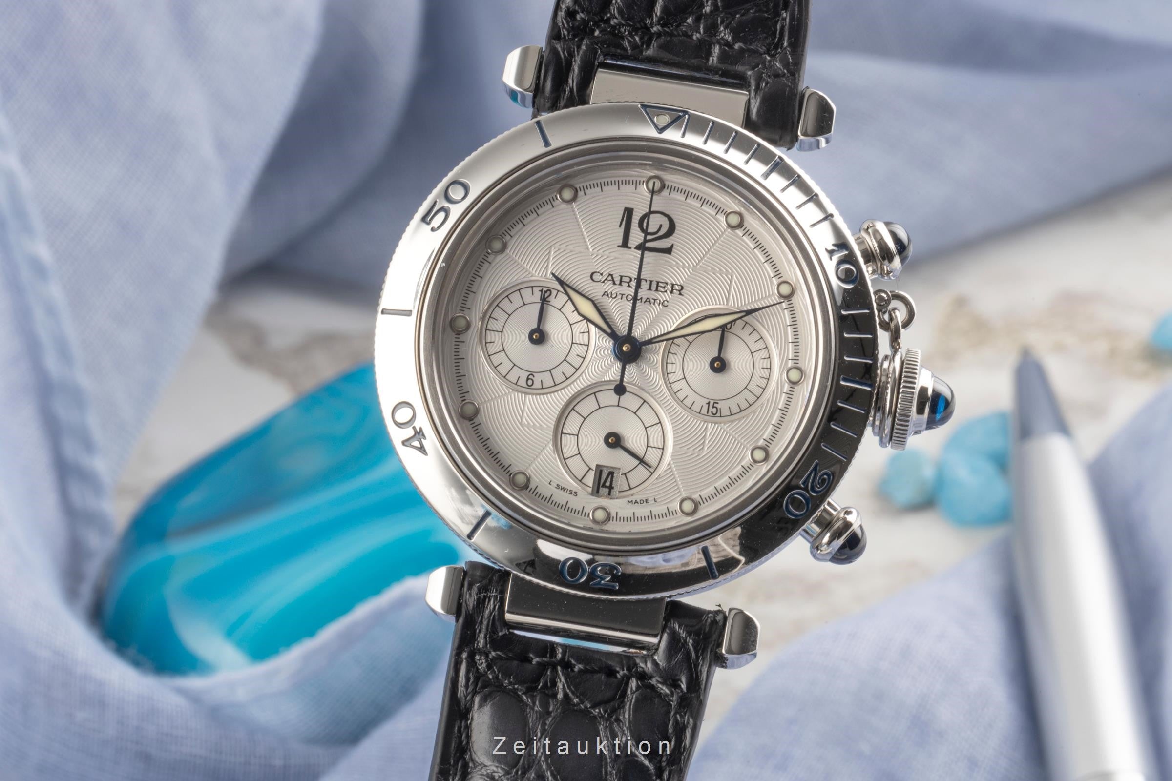 Cartier Pasha chronograph steel automatic Kal. 205 Ref. W3103055