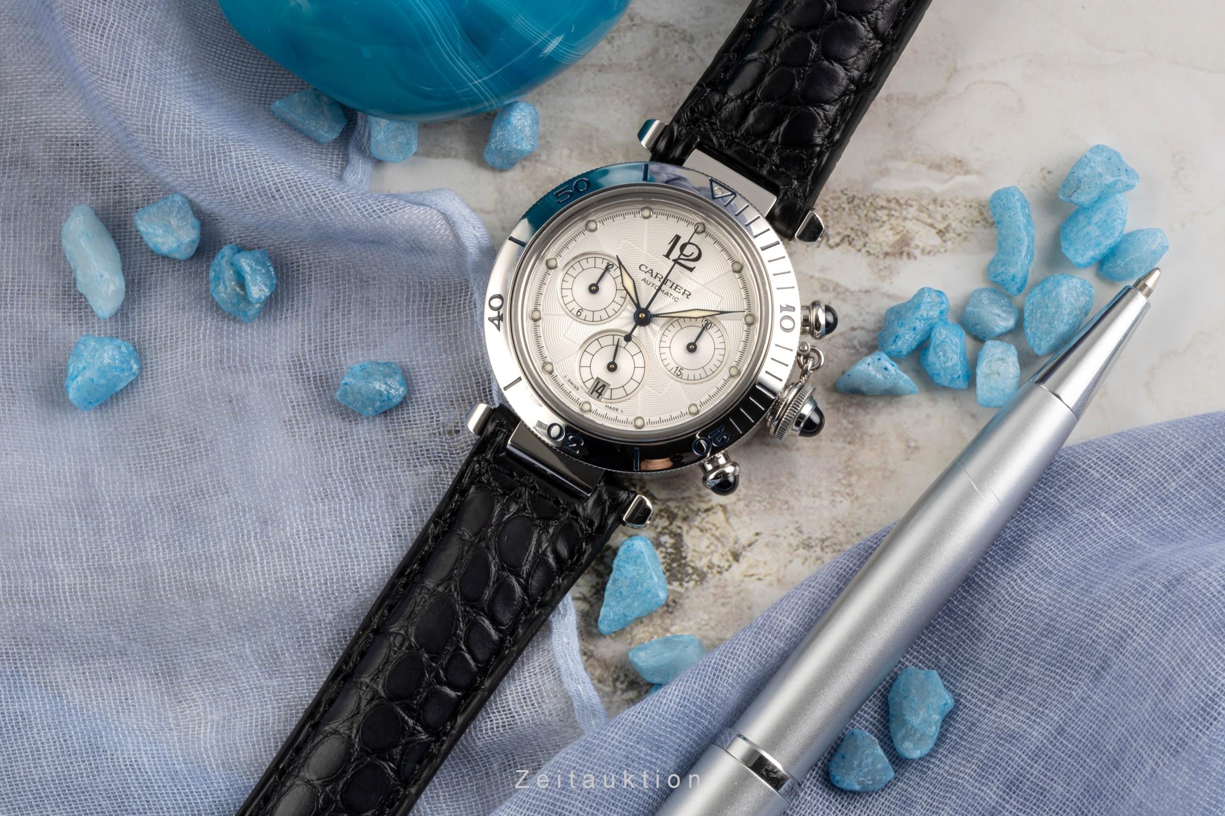 Cartier Pasha chronograph steel automatic Kal. 205 Ref. W3103055