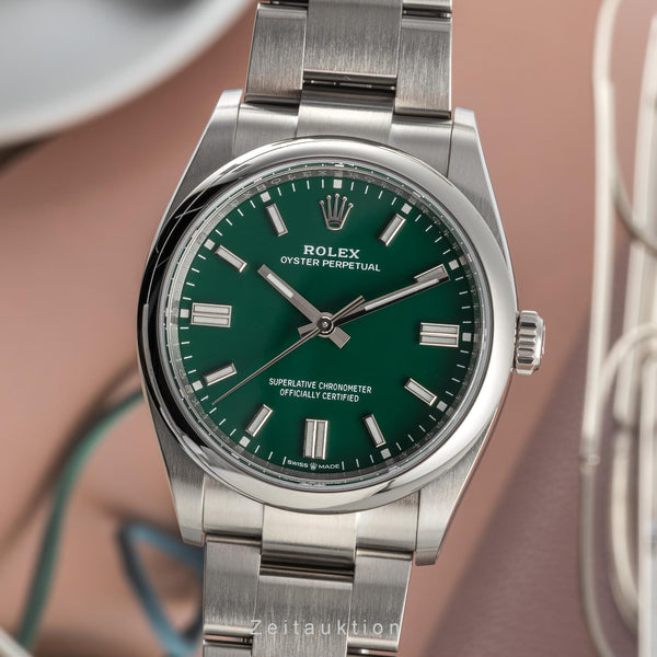 Rolex Oyster Perpetual 36 Green Dial Stahl Automatik Herrenuhr Ref. 126000 [2400123]