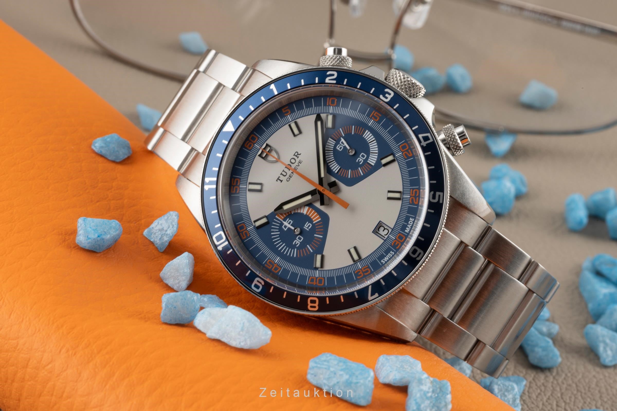 Tudor Heritage Chronograph Blue Automatik Stahl Ref 70330B B&P 2022 VP: 5550,- € [2400127]