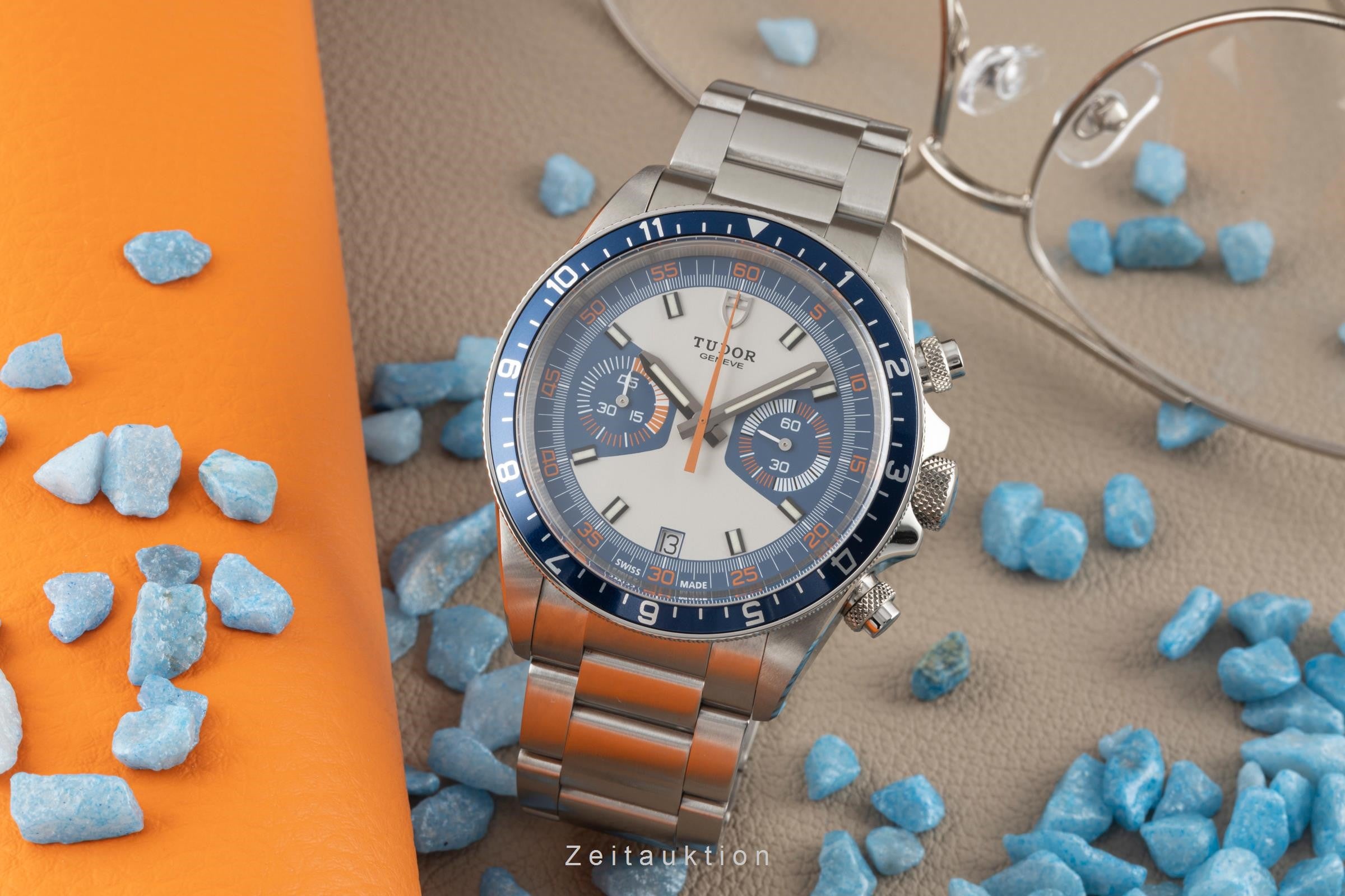 Tudor Heritage Chronograph Blue Automatik Stahl Ref 70330B B&P 2022 VP: 5550,- € [2400127]