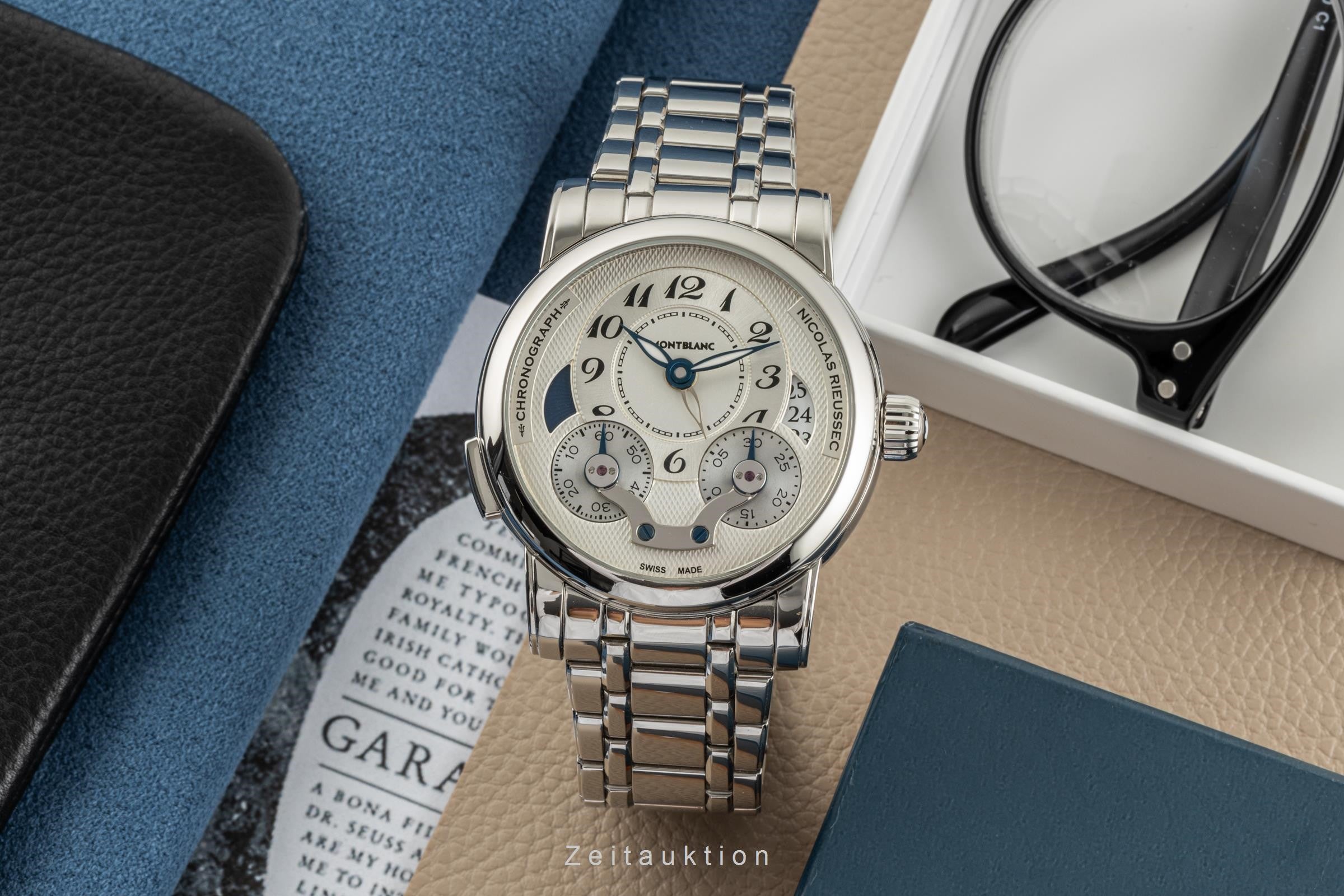 Montblanc Nicolas Rieussec cronógrafo acero automático reloj para caballeros 7138  [2400155]