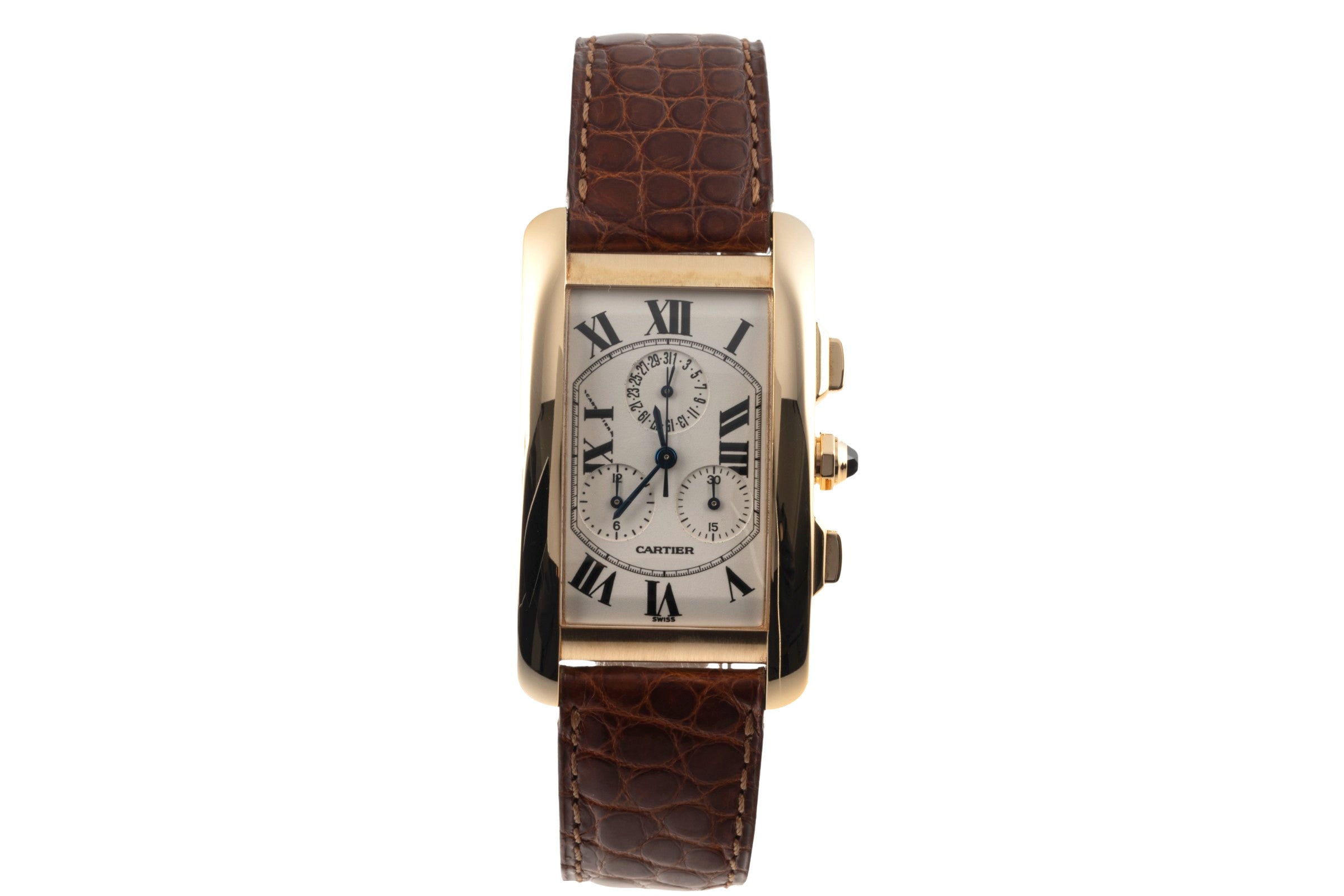Cartier Tank Américaine chronographe or 18 ct quartz montre pour hommes W2601156, 1730  [2400299]