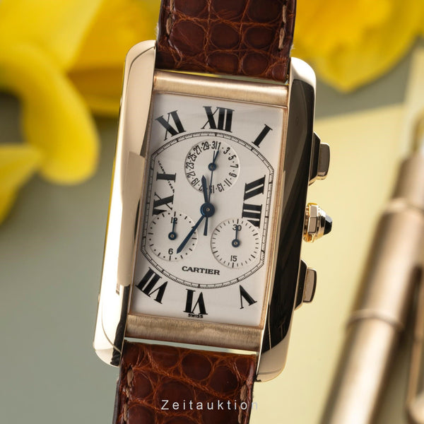 Cartier Tank Américaine cronografo oro 18 ct quarzo 212 P Ref